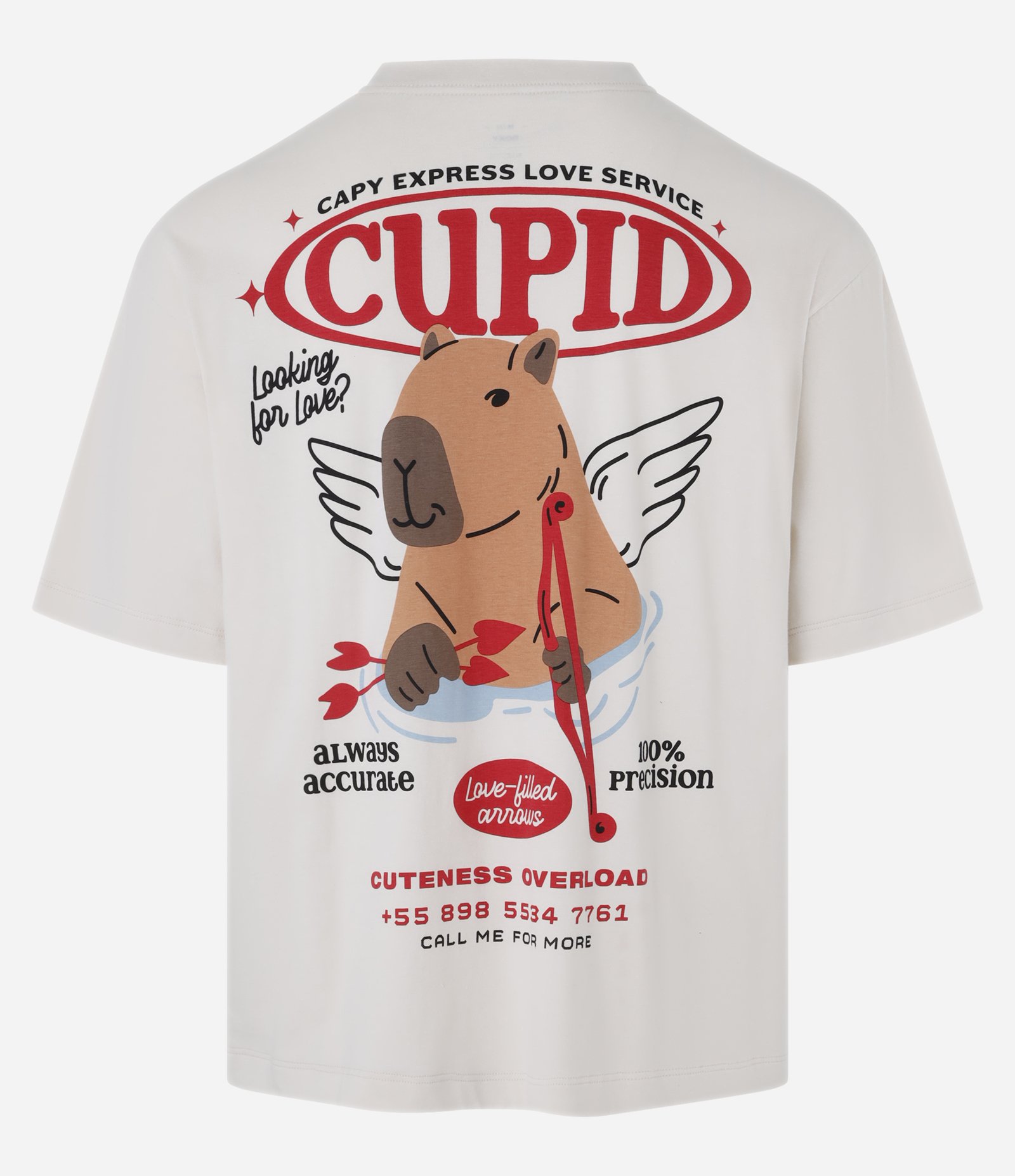 Camiseta Boxy em Algodão com Estampa de Capivara Cupido Bege 6