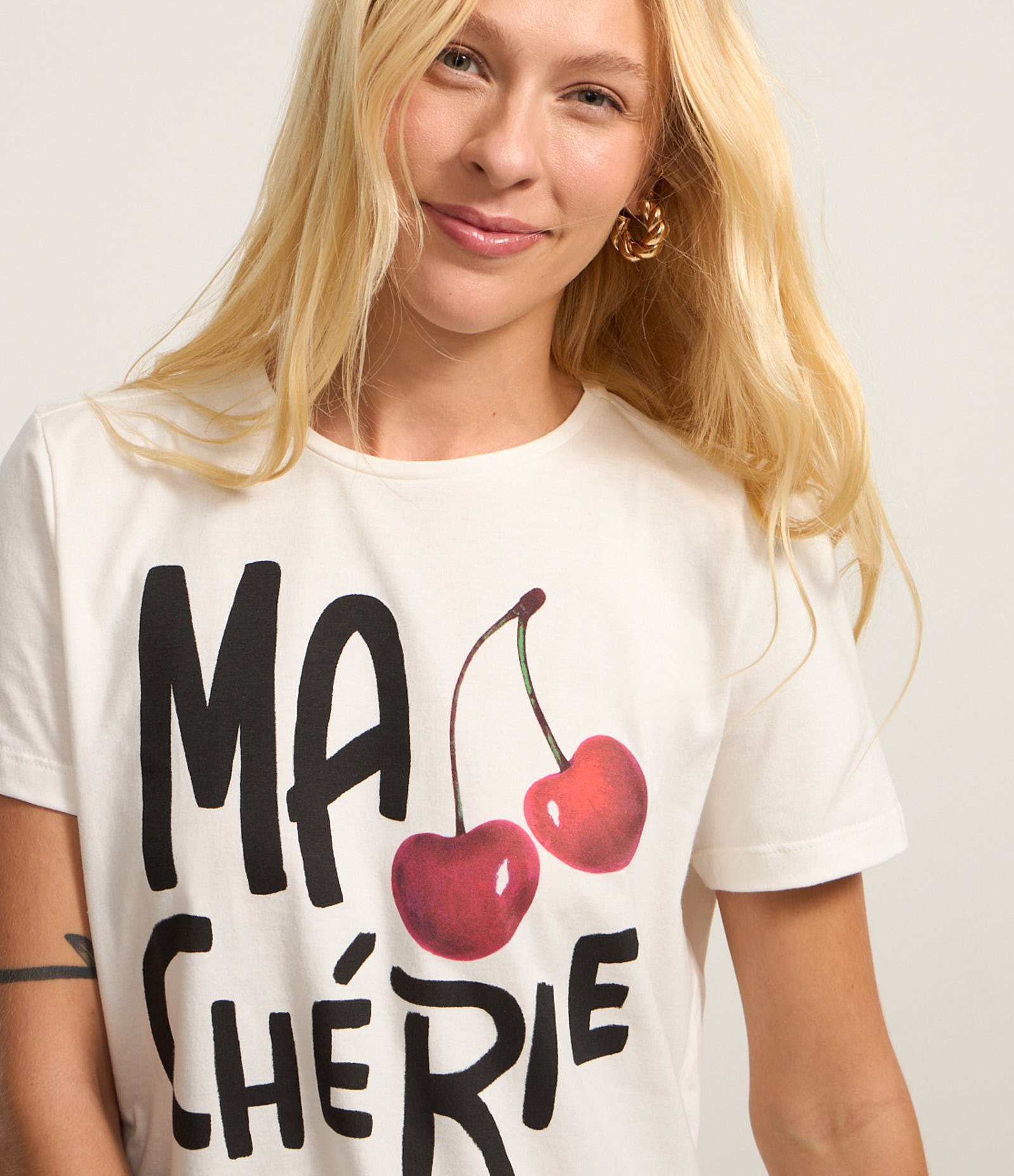 Blusa em Algodão com Estampa Ma Chérie Branco 3