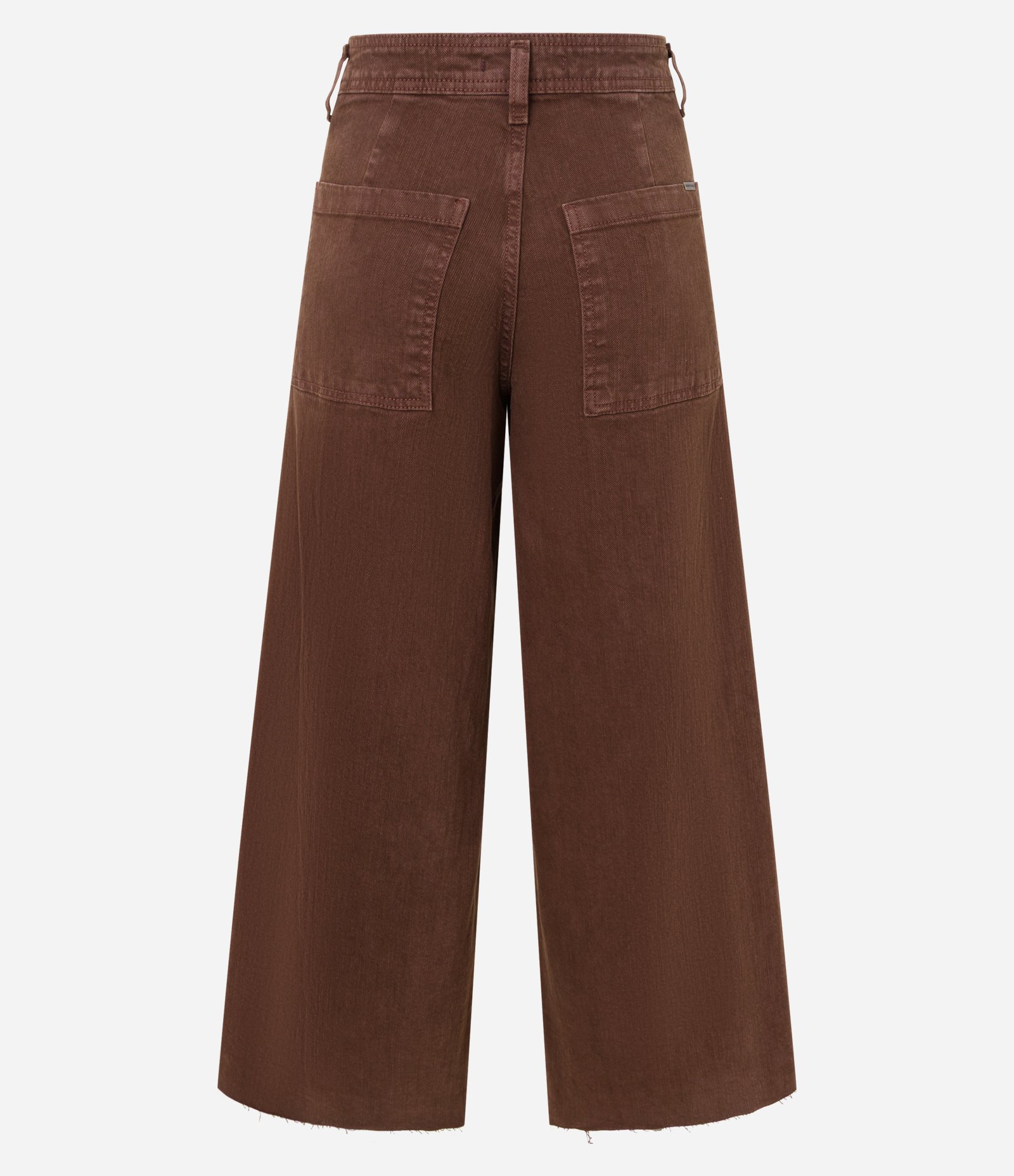 Calça Wide Leg Cropped em Jeans e Cintura Média Marrom 2