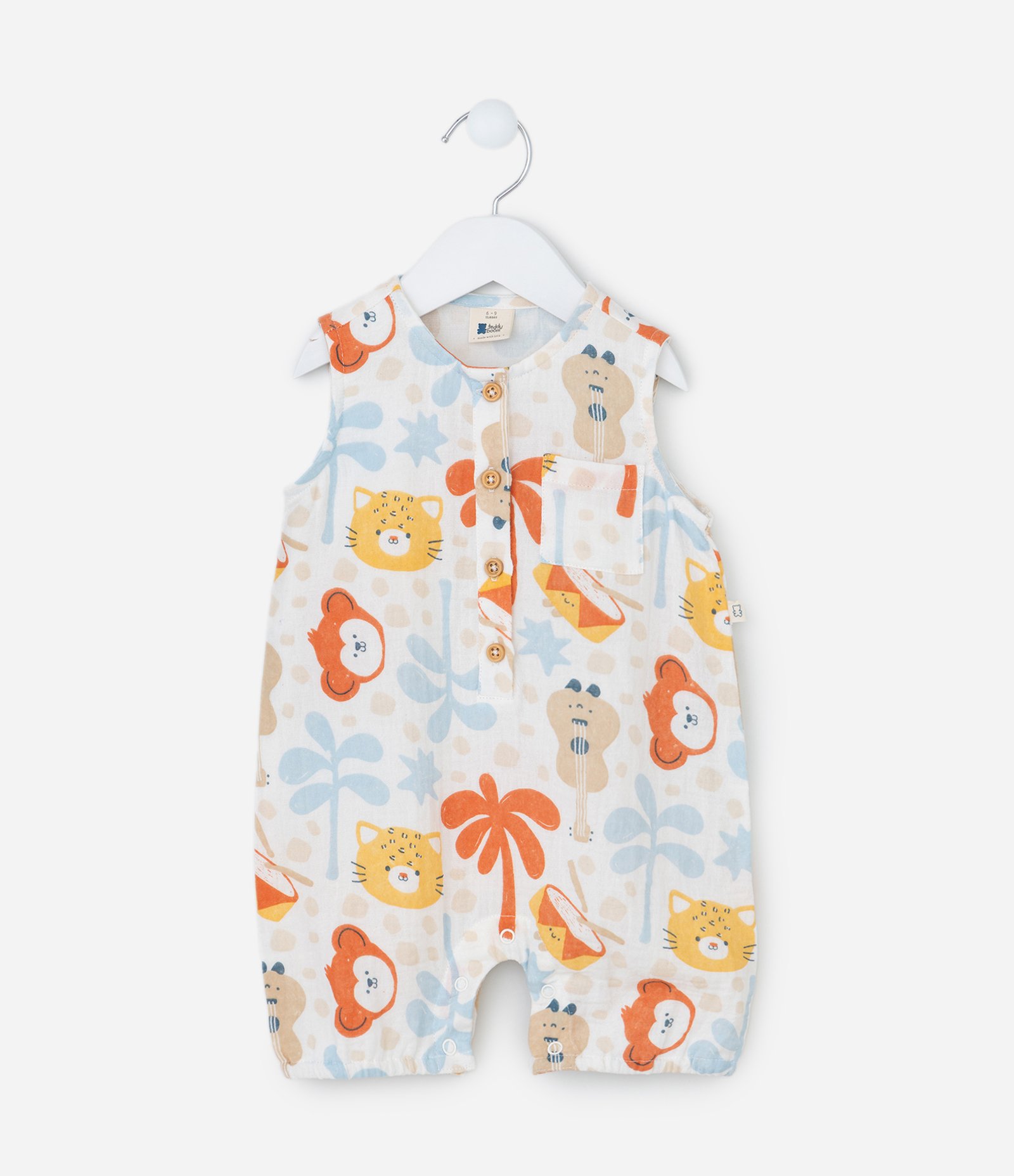 Macaquinho Infantil com Estampa de Bichinhos - Tam 0 a 18 Meses Bege 1