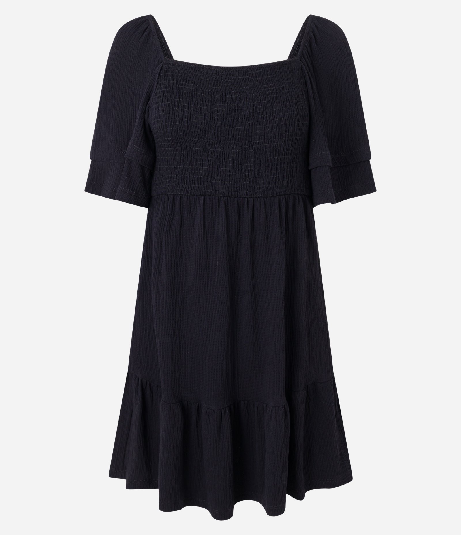 Vestido Curto Texturizado com Lastex no Busto Preto 4