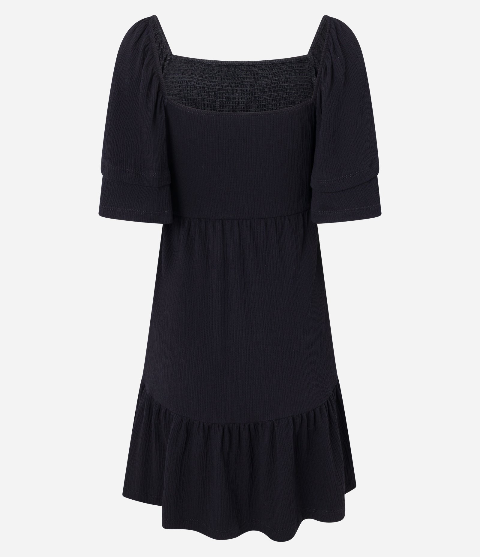 Vestido Curto Texturizado com Lastex no Busto Preto 5