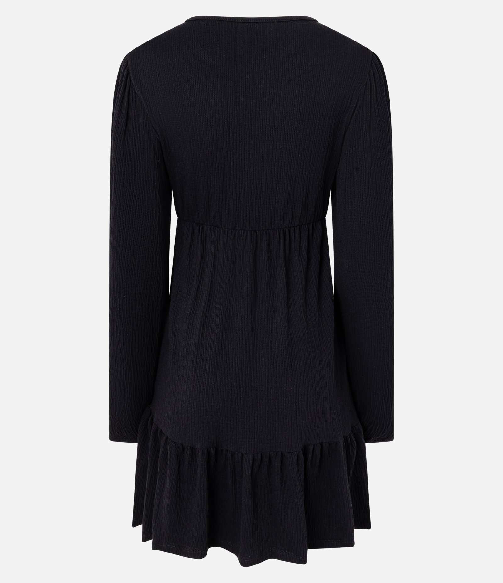 Vestido Curto Texturizado com Decote Transpassado Preto 5