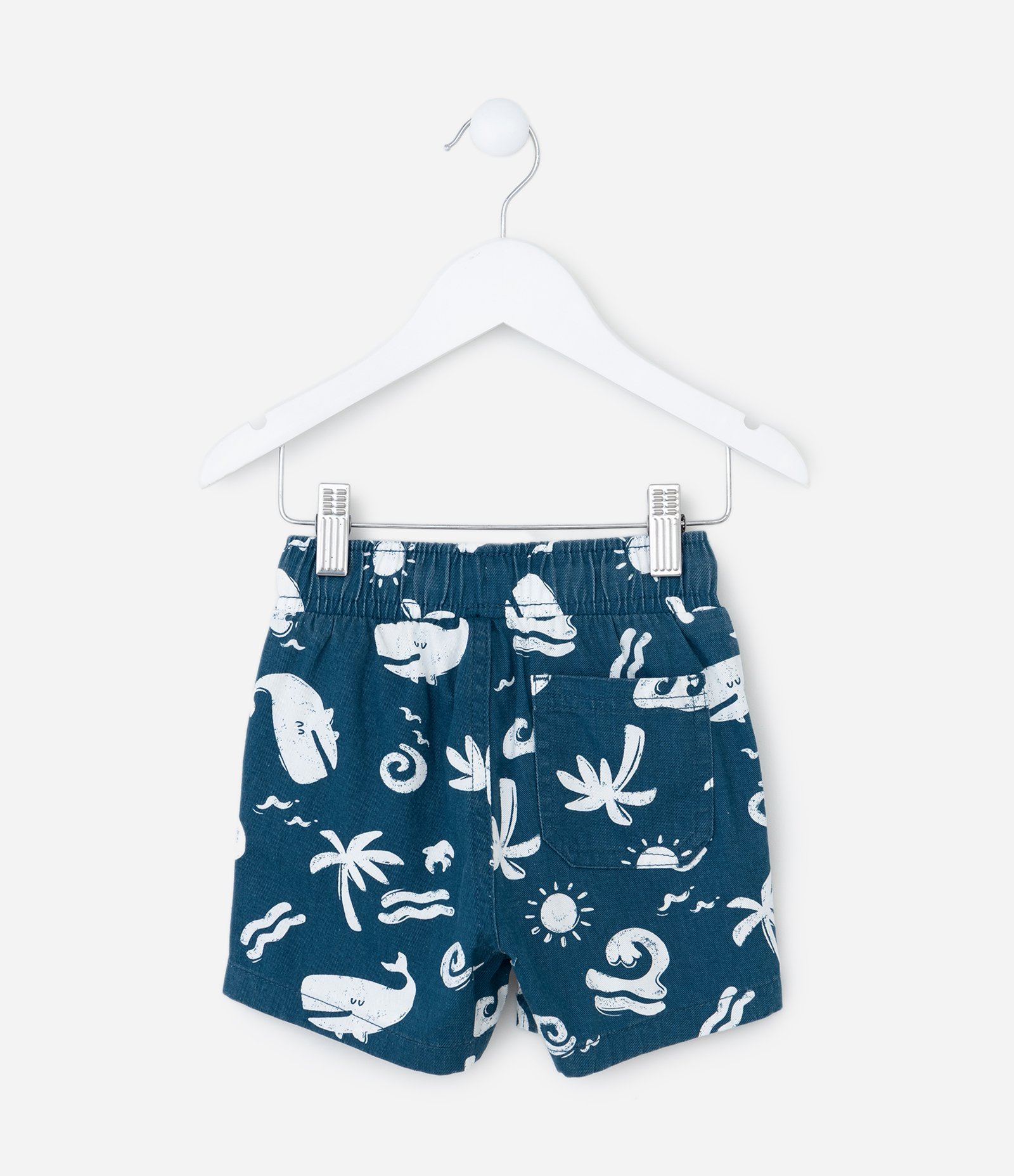 Bermuda Infantil em Sarja com Estampa de Fundo do Mar - Tam 1 a 6 Anos Azul 2