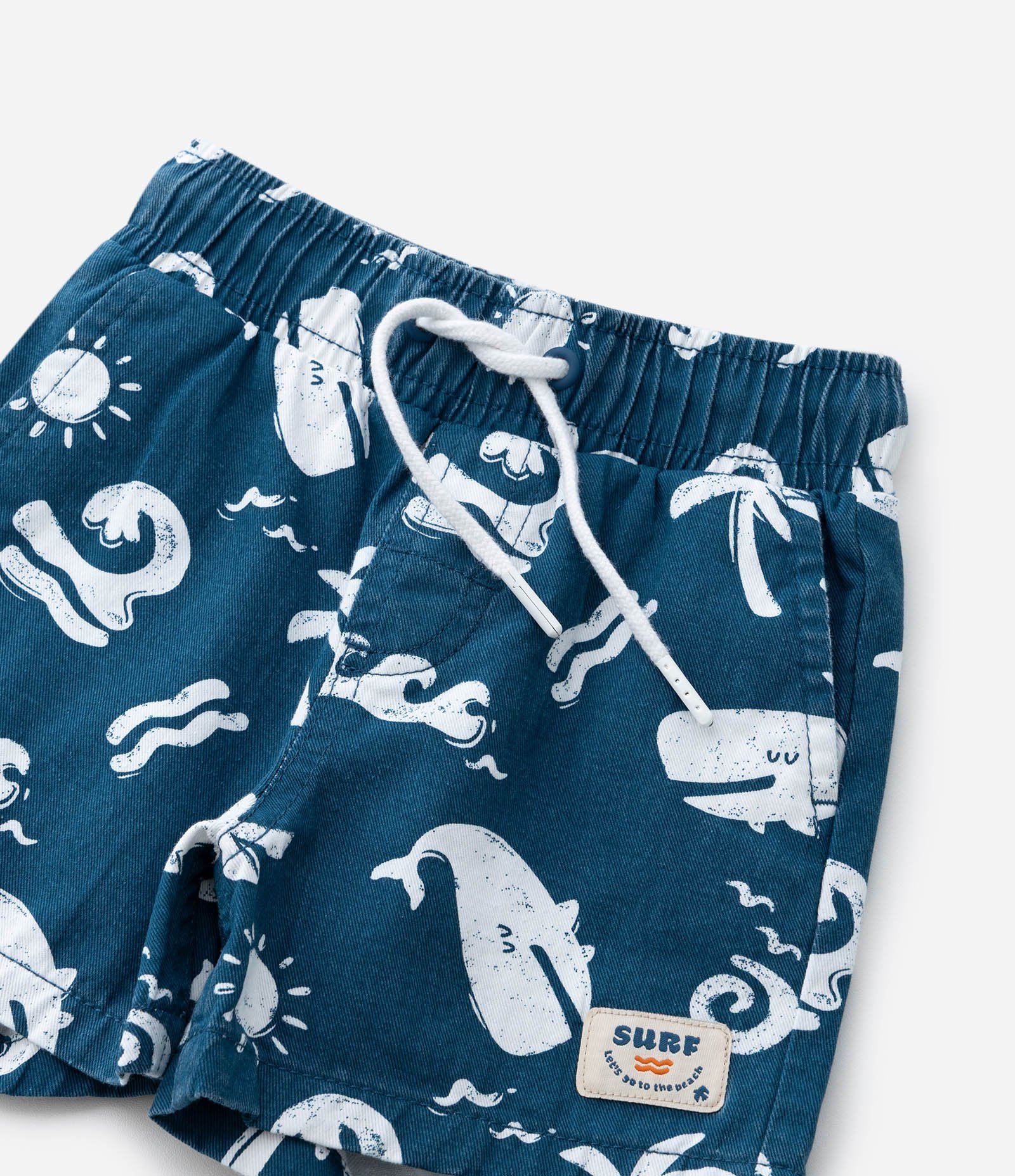 Bermuda Infantil em Sarja com Estampa de Fundo do Mar - Tam 1 a 6 Anos Azul 5