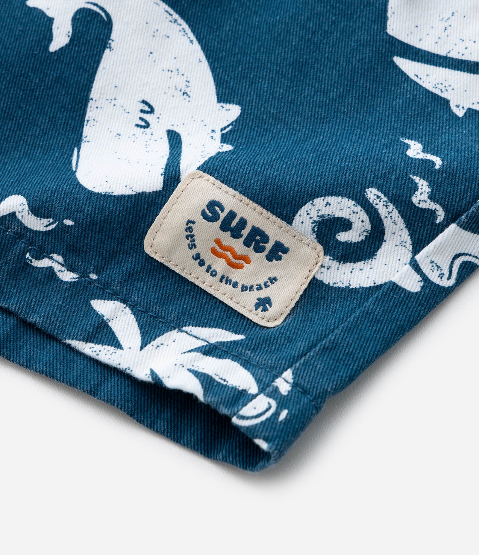 Bermuda Infantil em Sarja com Estampa de Fundo do Mar - Tam 1 a 6 Anos Azul 6