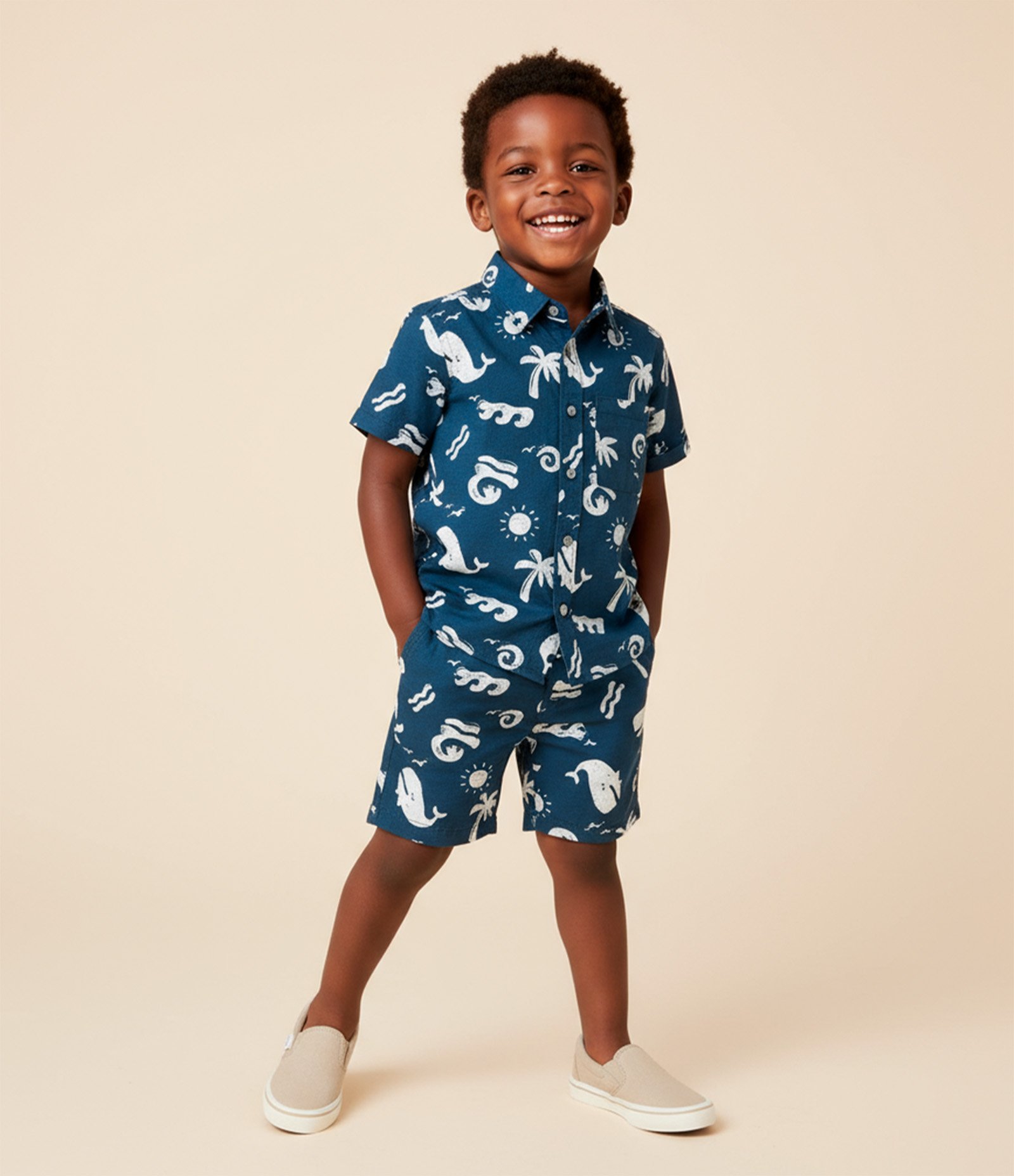 Camisa Infantil em Algodão com Estampa Fundo do Mar - Tam 1 a 6 Anos Azul 1