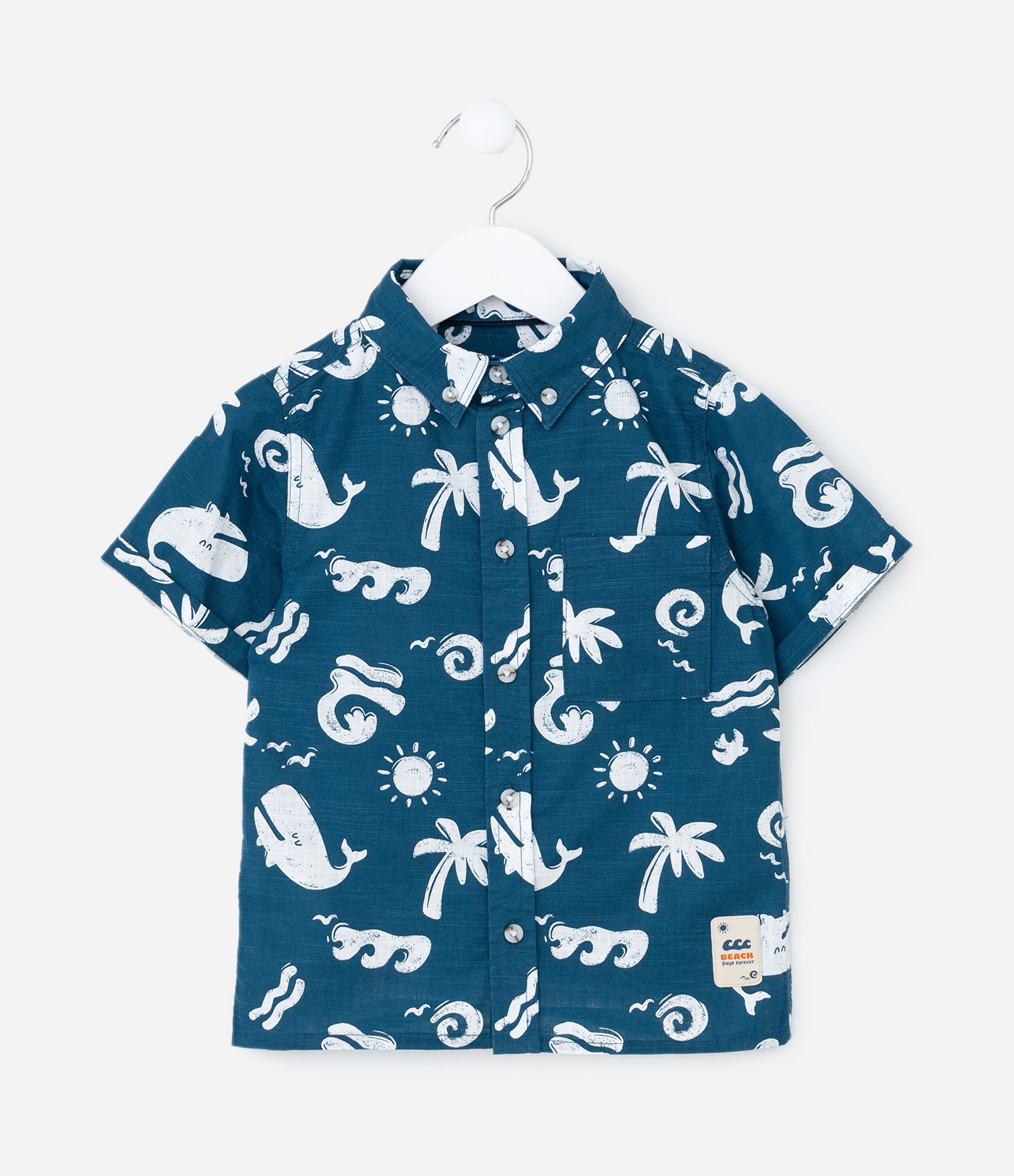 Camisa Infantil em Algodão com Estampa Fundo do Mar - Tam 1 a 6 Anos Azul 2