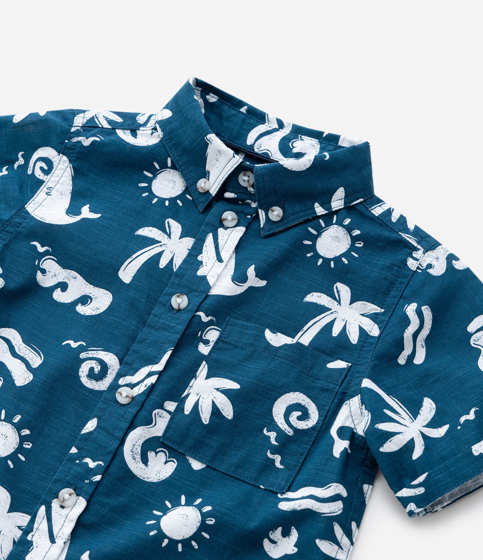 Camisa Infantil em Algodão com Estampa Fundo do Mar - Tam 1 a 6 Anos Azul 7