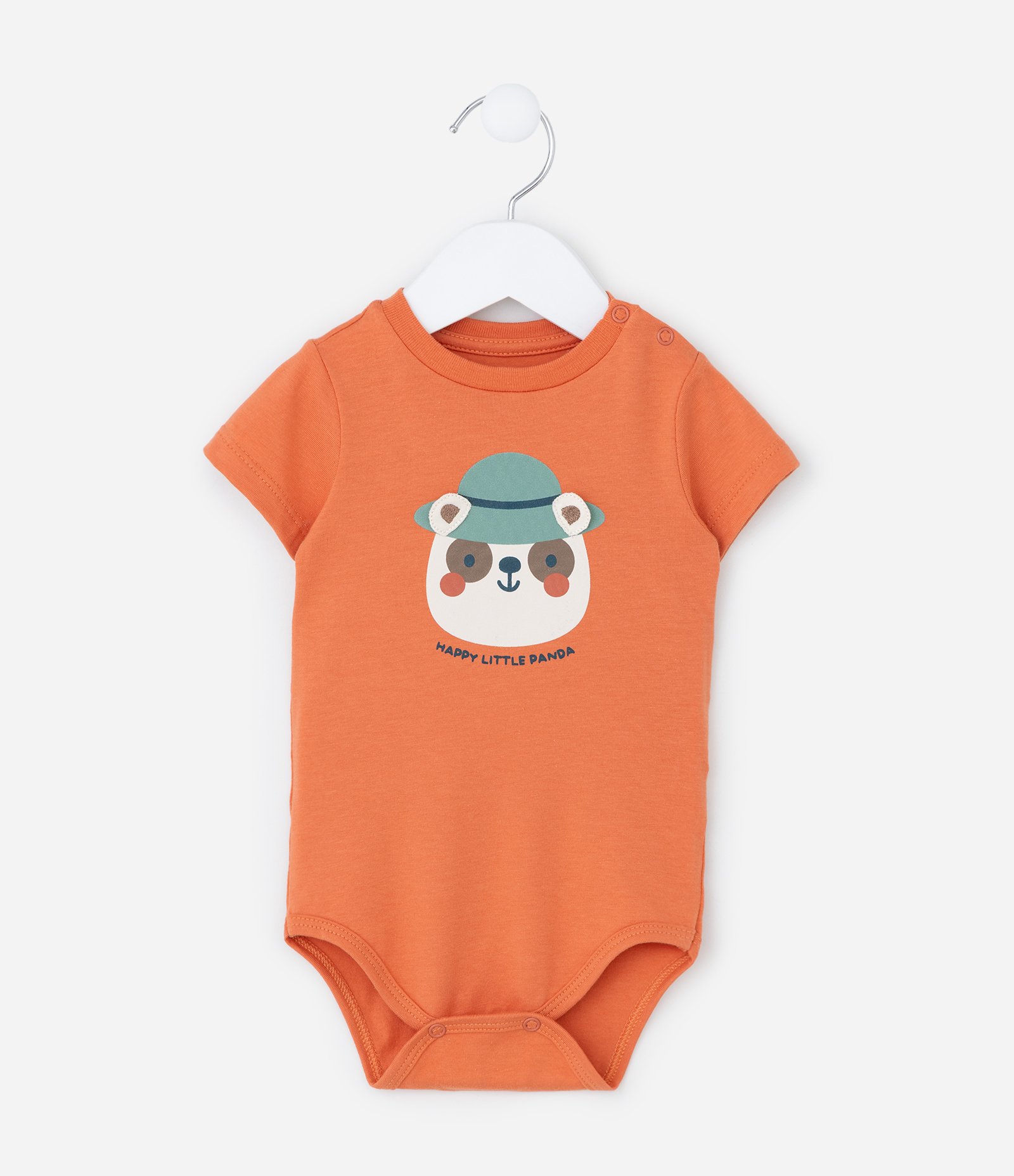 Body Infantil com Estampa Urso de Chapéu - Tam 0 a 18 meses Laranja 1