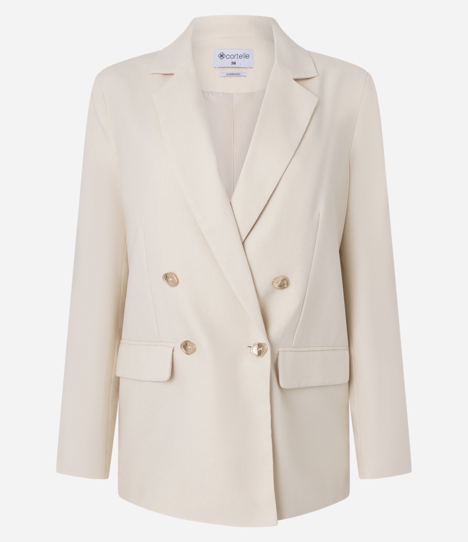 Blazer Oversized em Viscolinho com Botões e Lapelas Bege 9