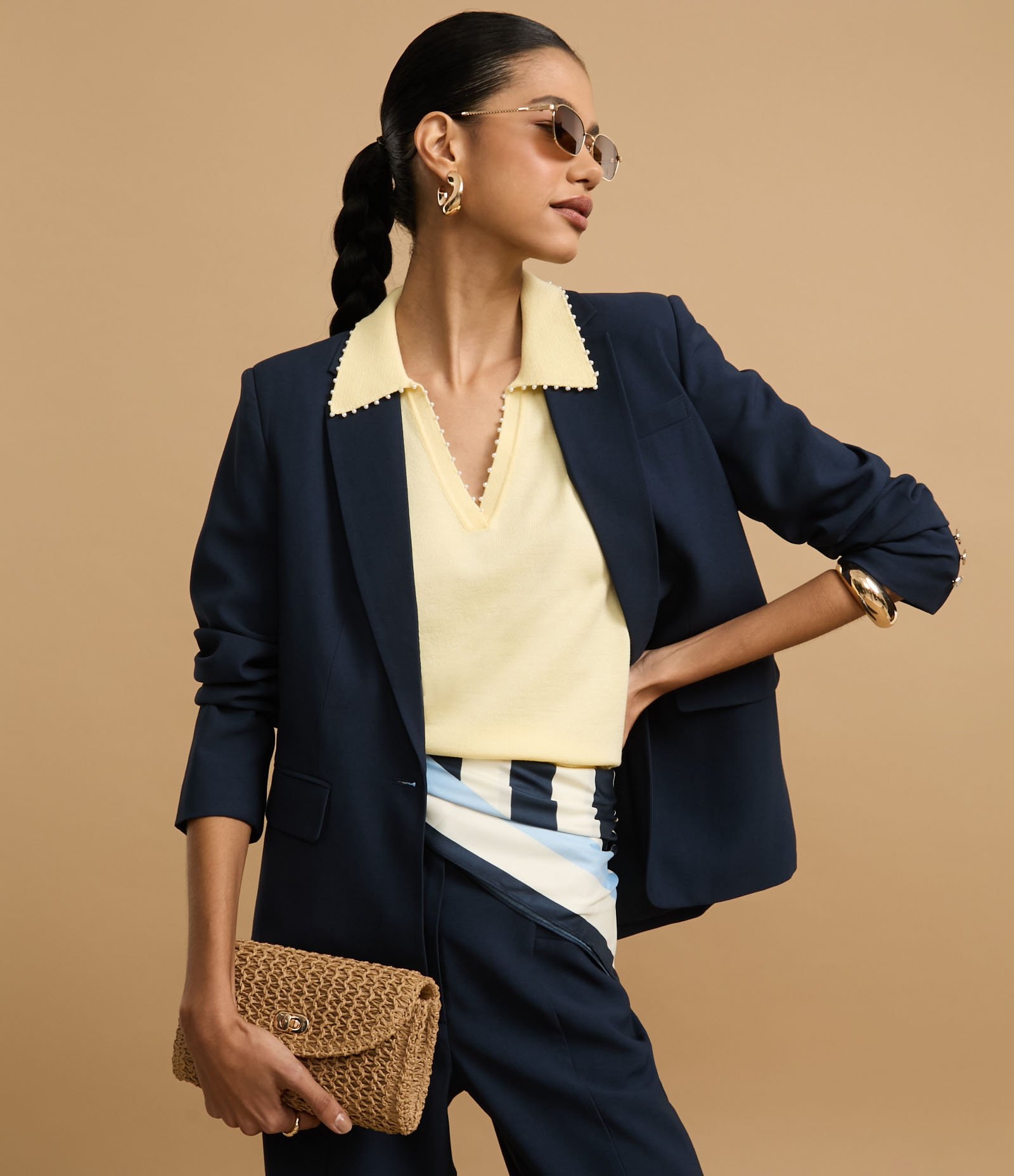 Blazer Comfort Alfaiatado com Botão Diferenciado e Lapelas Azul Marinho 5