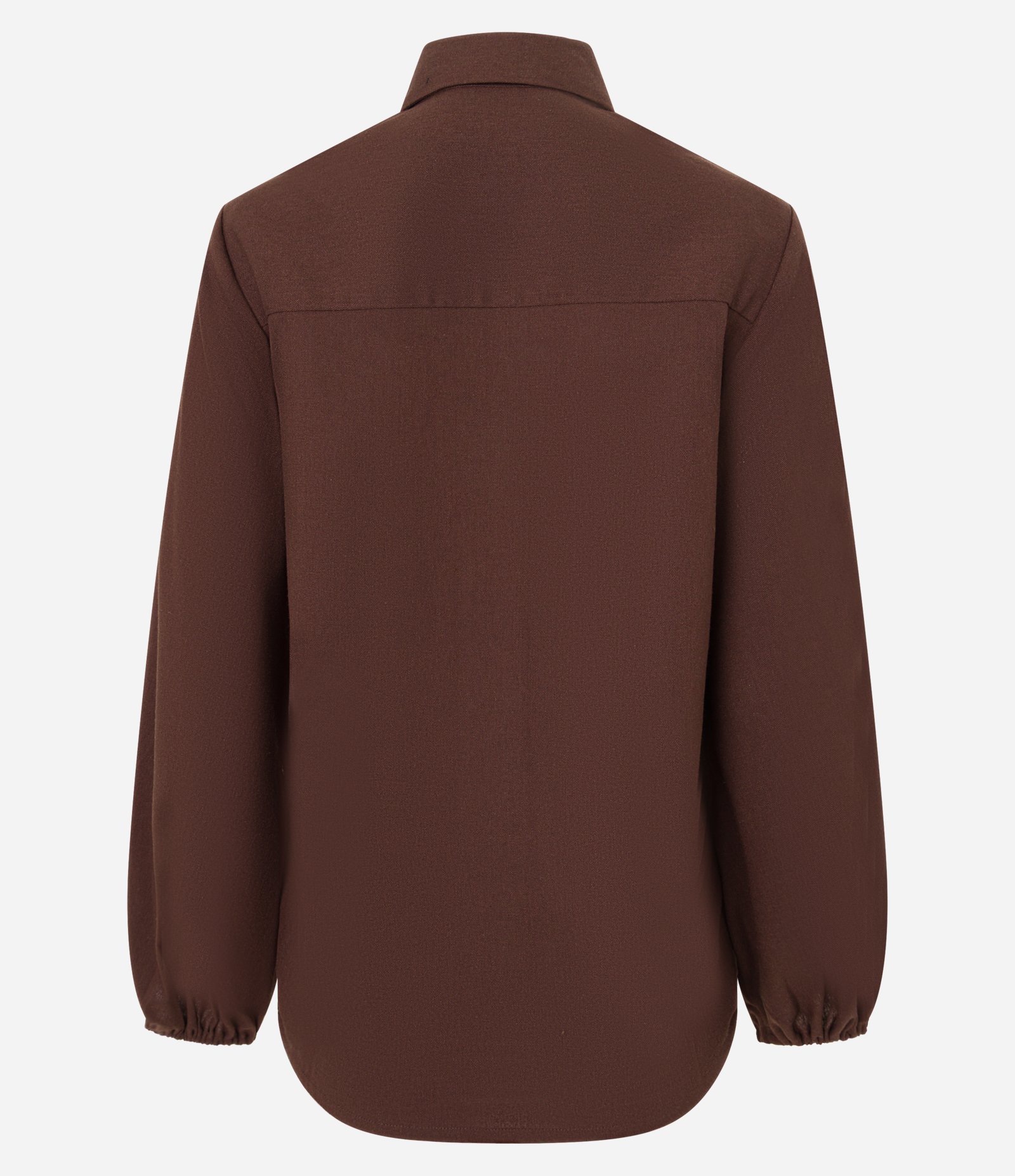 Camisa Alongada em Viscolinho com Textura e Manga Bufante Marrom 6