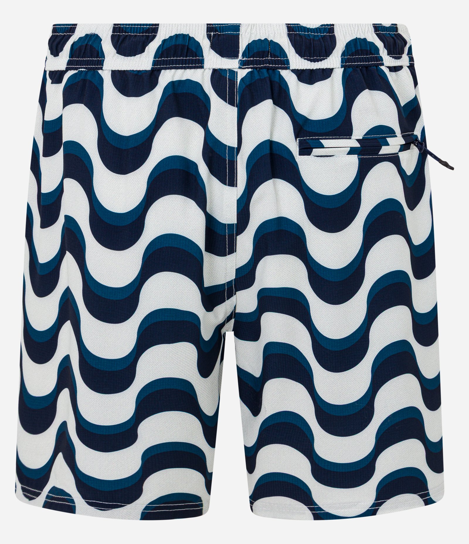 Bermuda de Banho em Ripstop com Estampa de Onda Branco/Azul/Preto 6