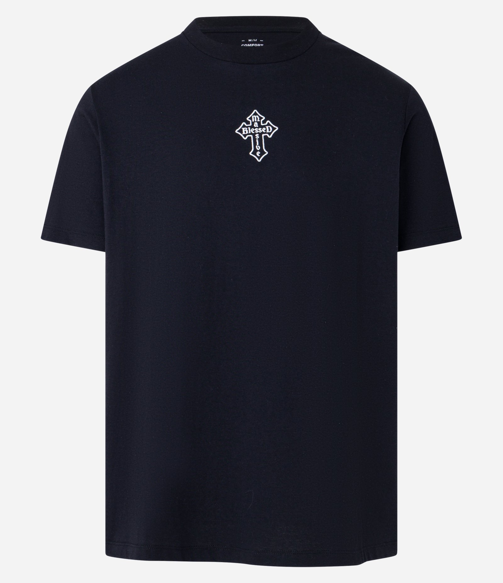 Camiseta Comfort em Algodão com Estampa Cruz Bordada Preto 4