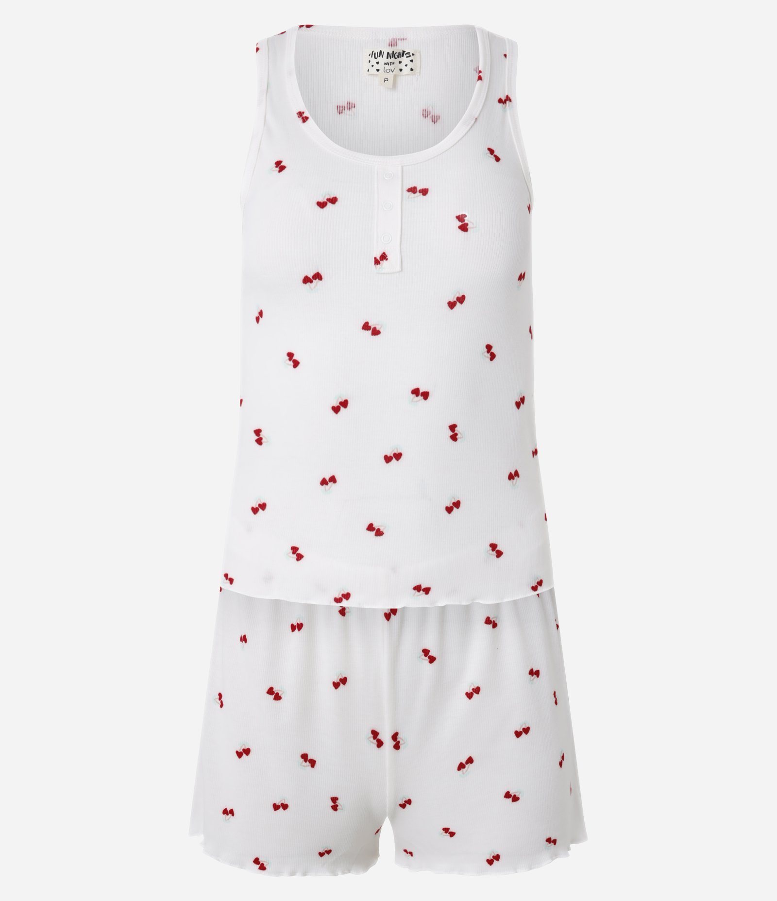Pijama Short Doll em Ribana com Estampa de Cerejinhas Branco 4