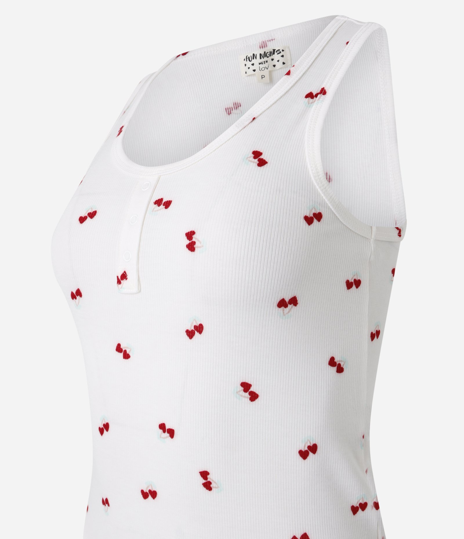 Pijama Short Doll em Ribana com Estampa de Cerejinhas Branco 5