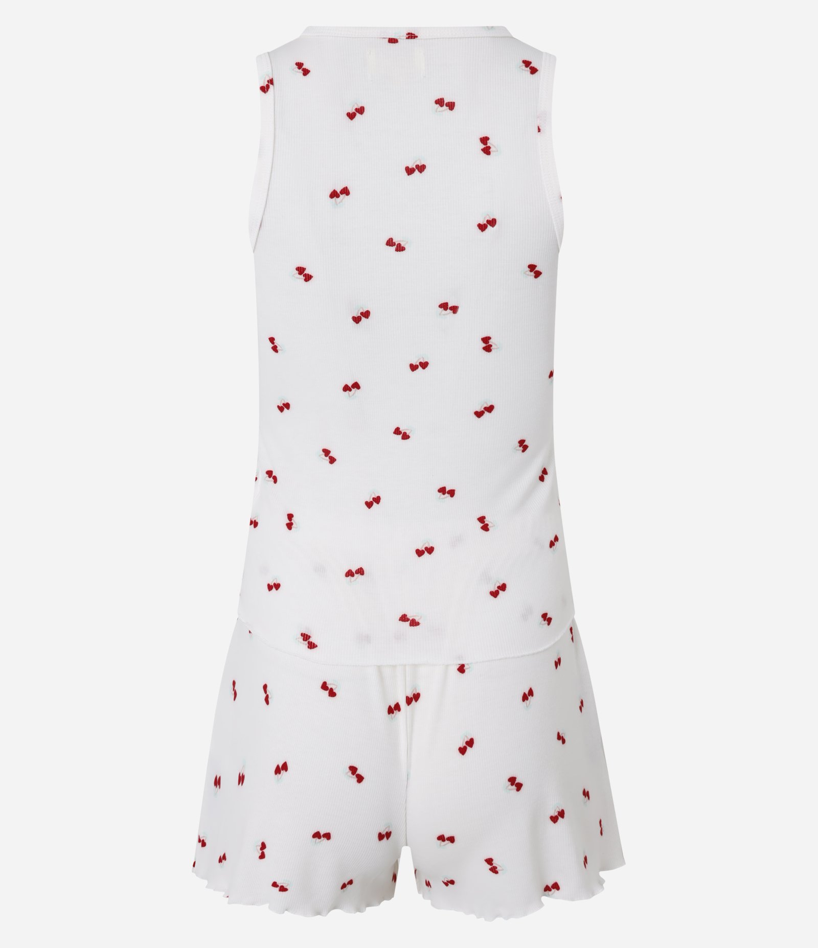 Pijama Short Doll em Ribana com Estampa de Cerejinhas Branco 6