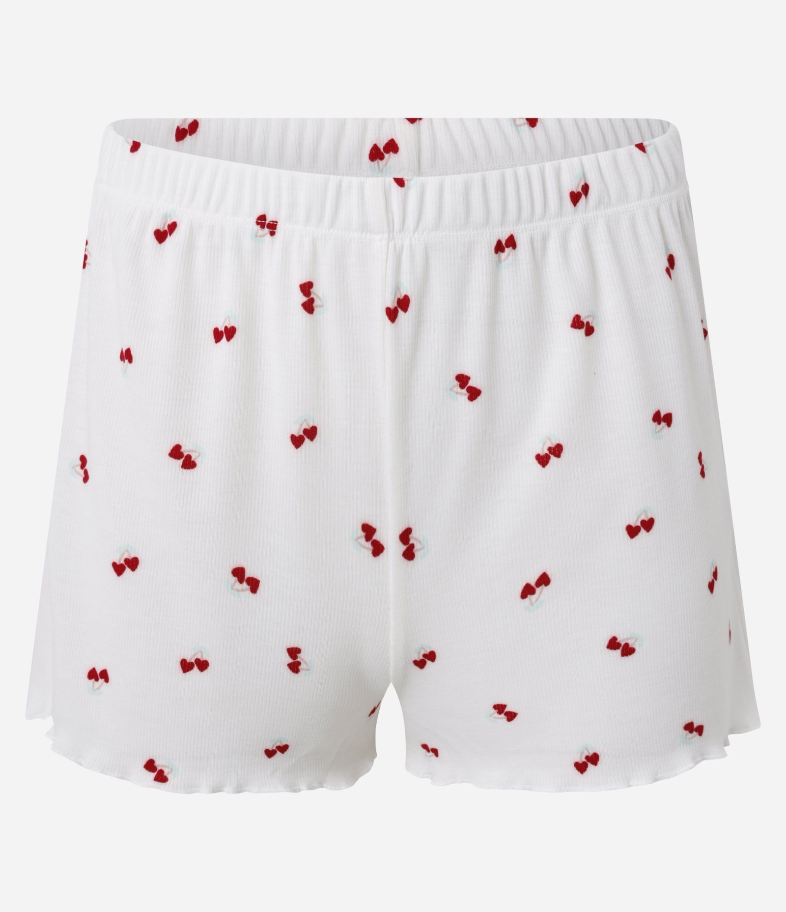 Pijama Short Doll em Ribana com Estampa de Cerejinhas Branco 7