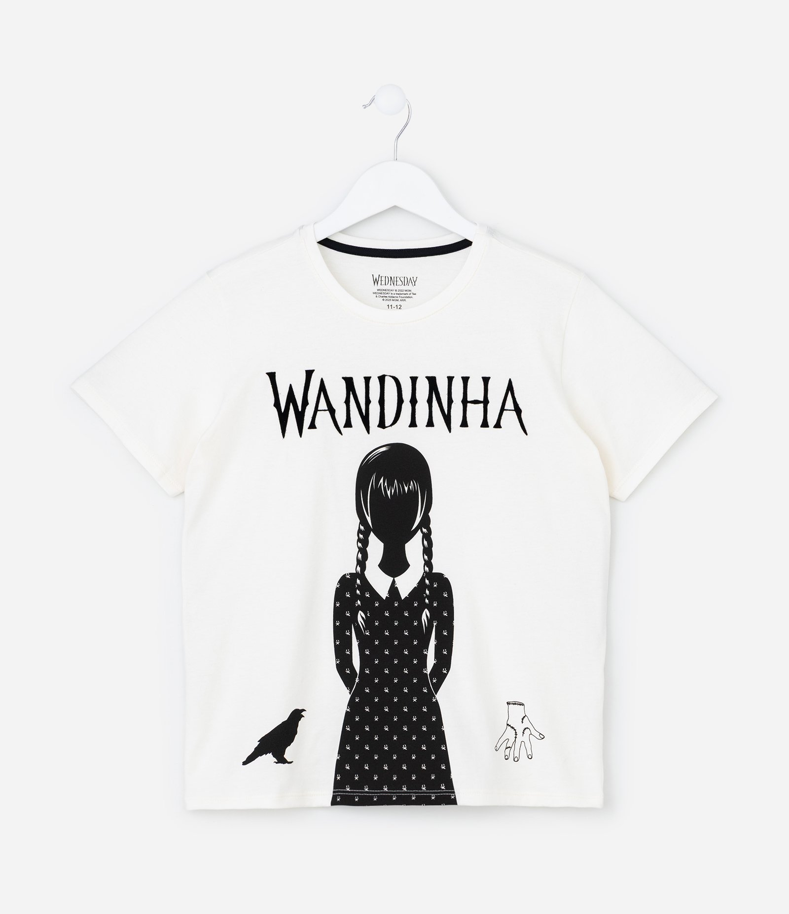 Camiseta Infantil com Estampa Wandinha - Tam 5 a 14 Anos Branco 1