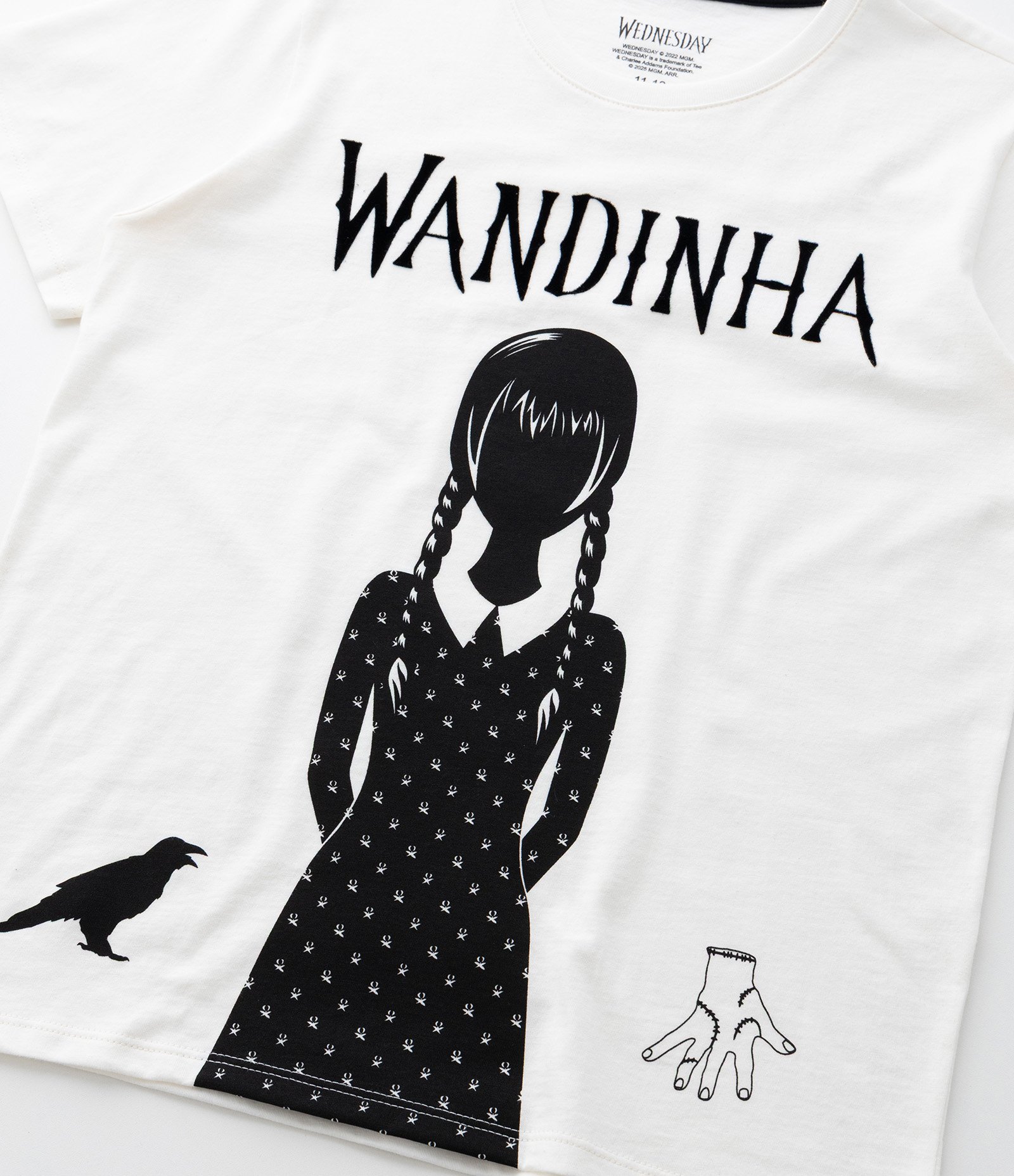 Camiseta Infantil com Estampa Wandinha - Tam 5 a 14 Anos Branco 4