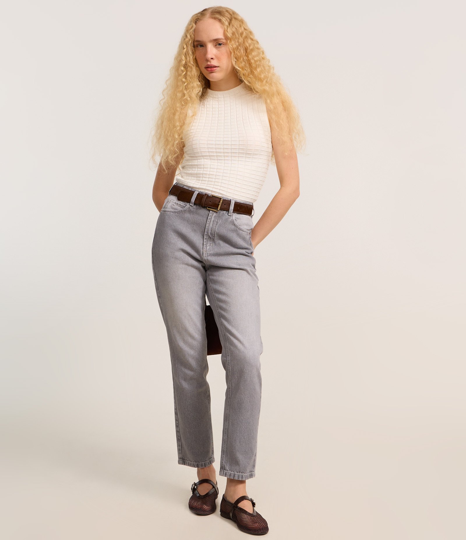 Blusa em Tricô com Gola Alta Branco 2