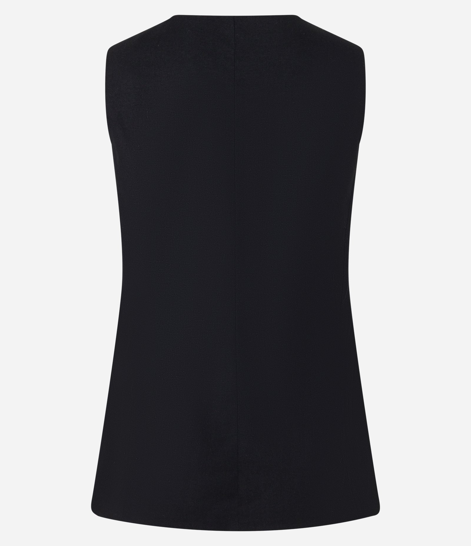 Colete Longo em Viscolinho com Botões Forrados e Lapelas Preto 8