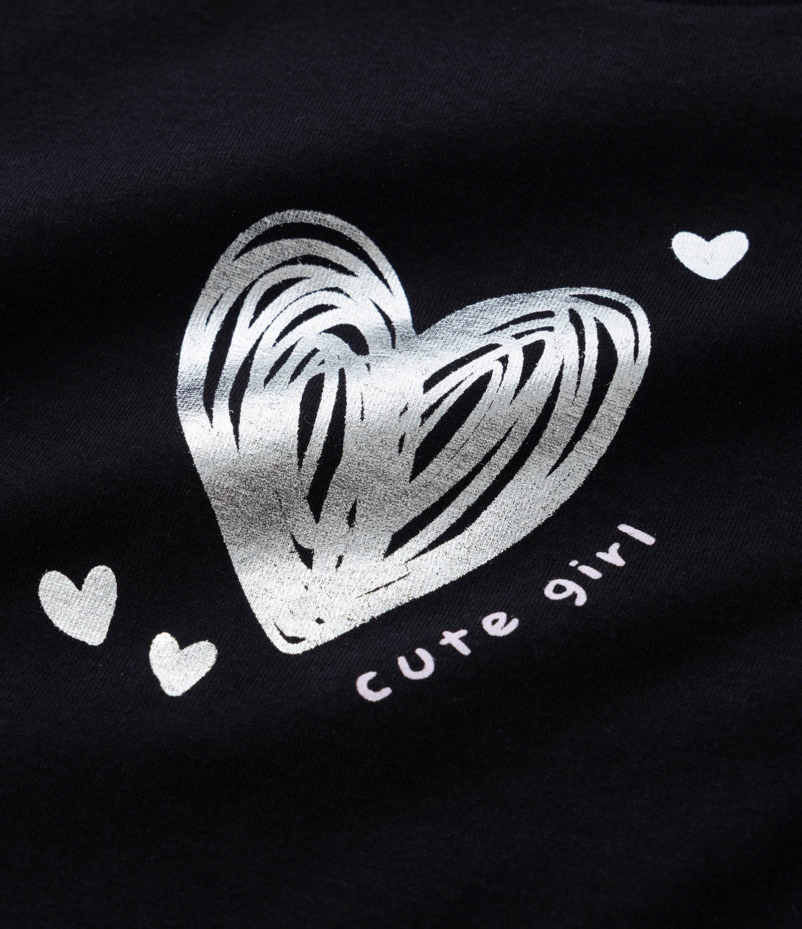Blusa Infantil com Estampa de Coração em Foil - Tam 1 a 6 Anos Preto 4