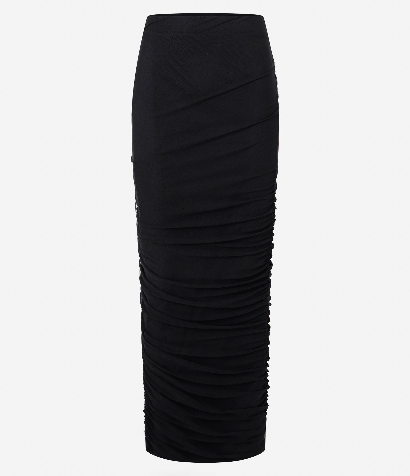 Saia New Midi em Tule com Franzido Lateral Preto 5
