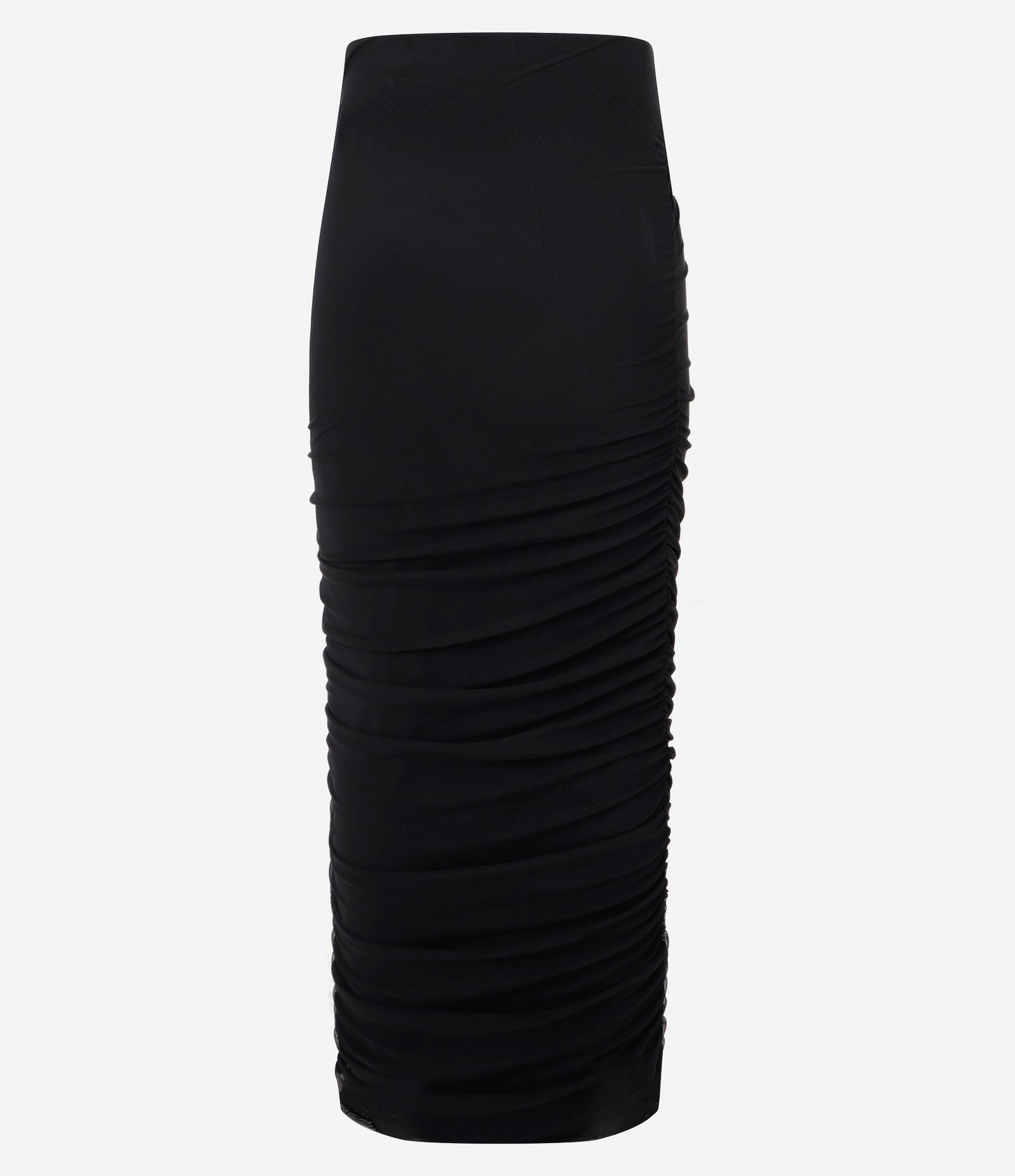 Saia New Midi em Tule com Franzido Lateral Preto 6