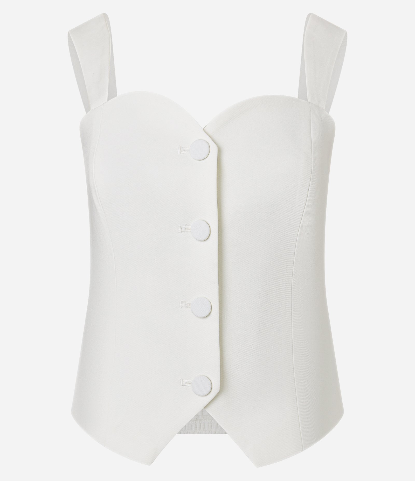 Blusa Alfaiatada com Decote Coração e Botões Forrados Off White 5