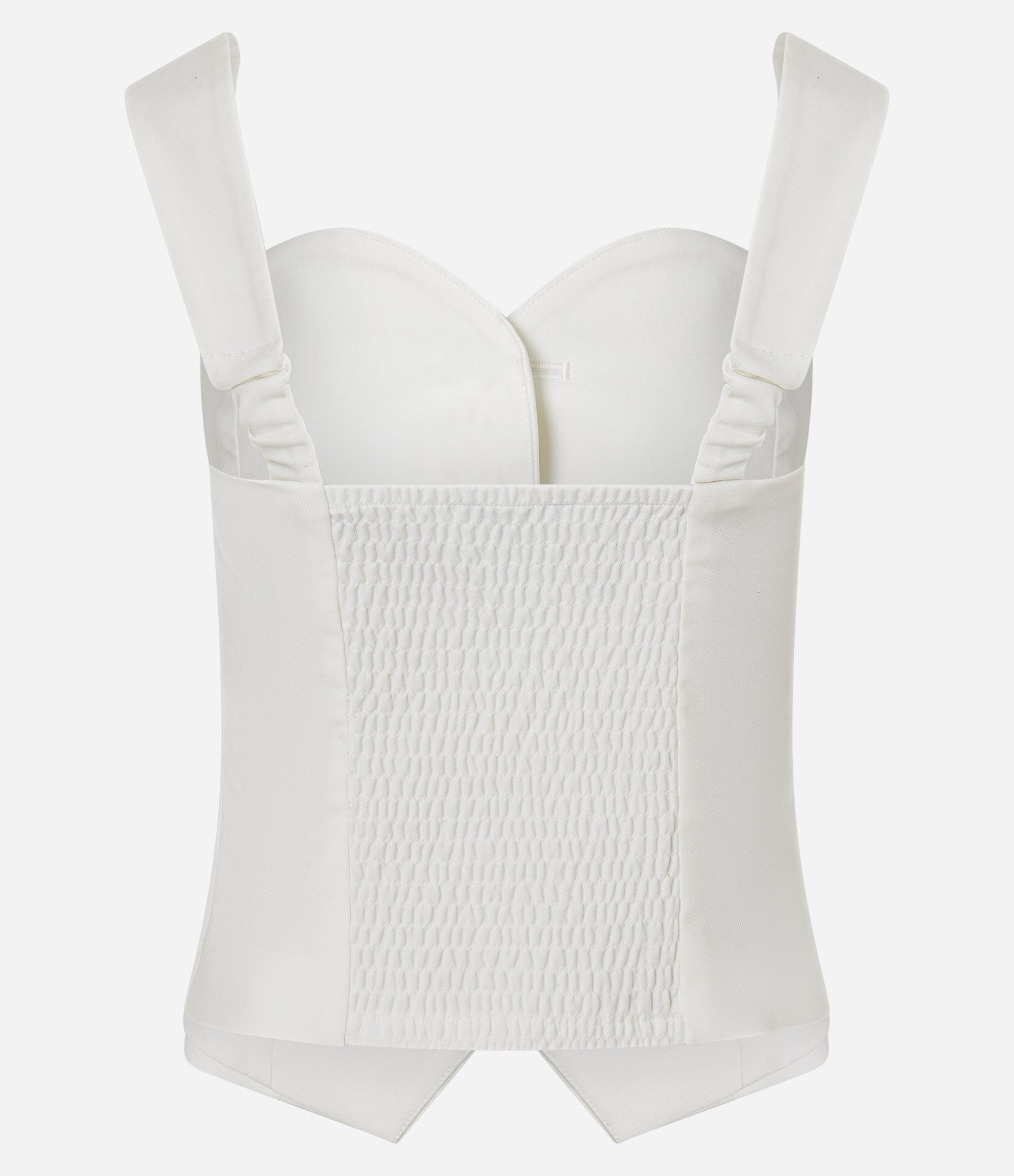 Blusa Alfaiatada com Decote Coração e Botões Forrados Off White 6