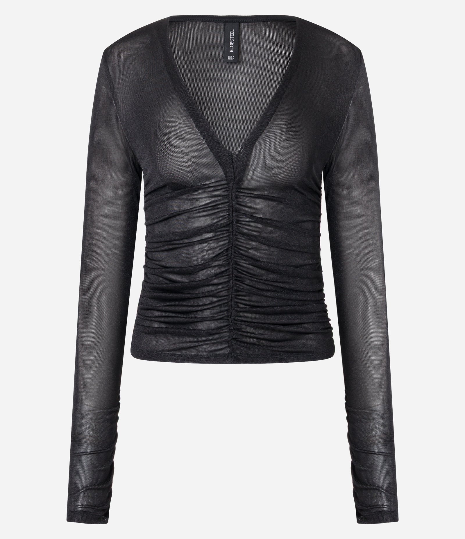 Blusa Texturizada com Drapeados Frontais Preto 6