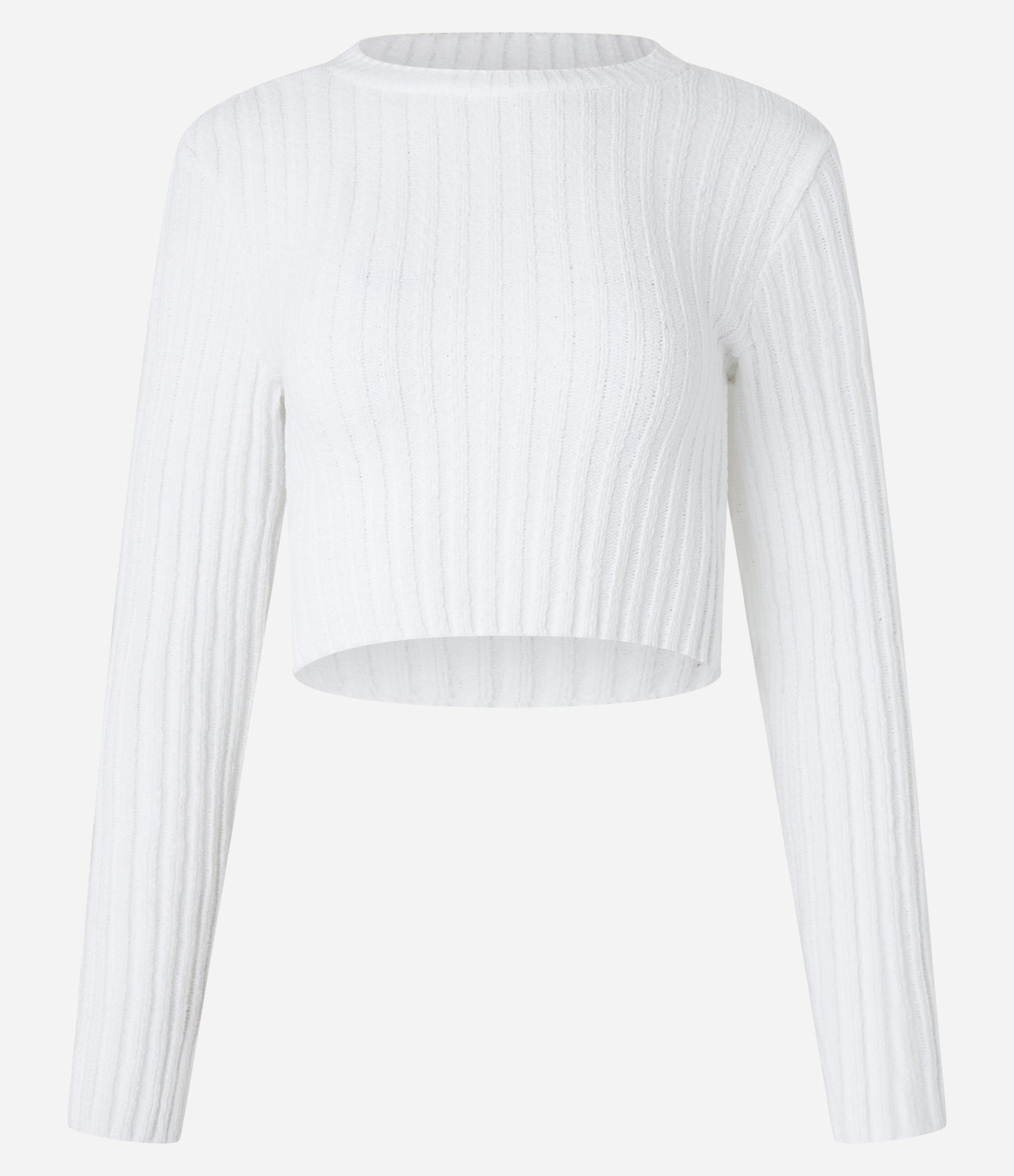 Blusa Cropped Texturizada em Tricô Chenille Branco 1