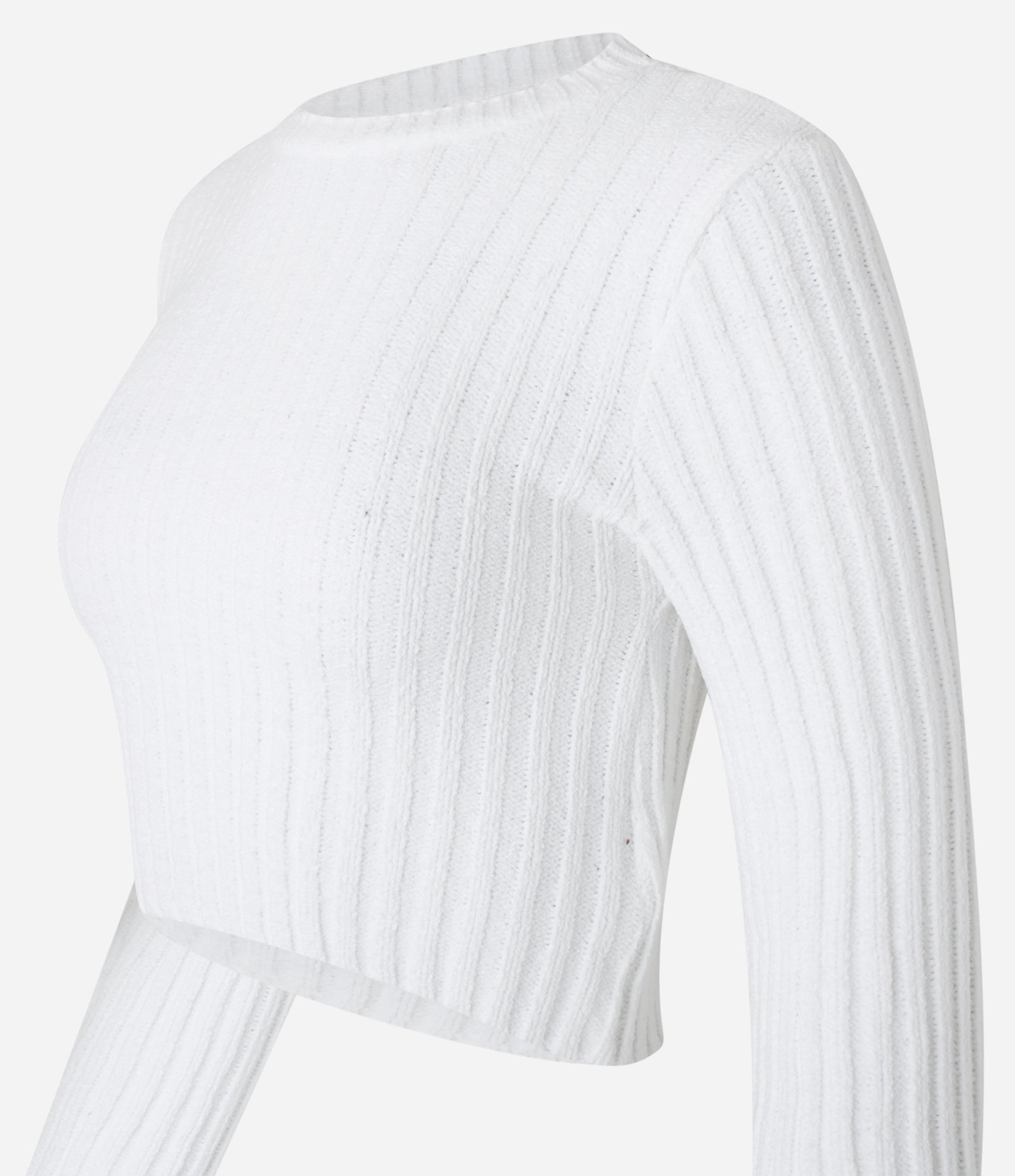 Blusa Cropped Texturizada em Tricô Chenille Branco 2