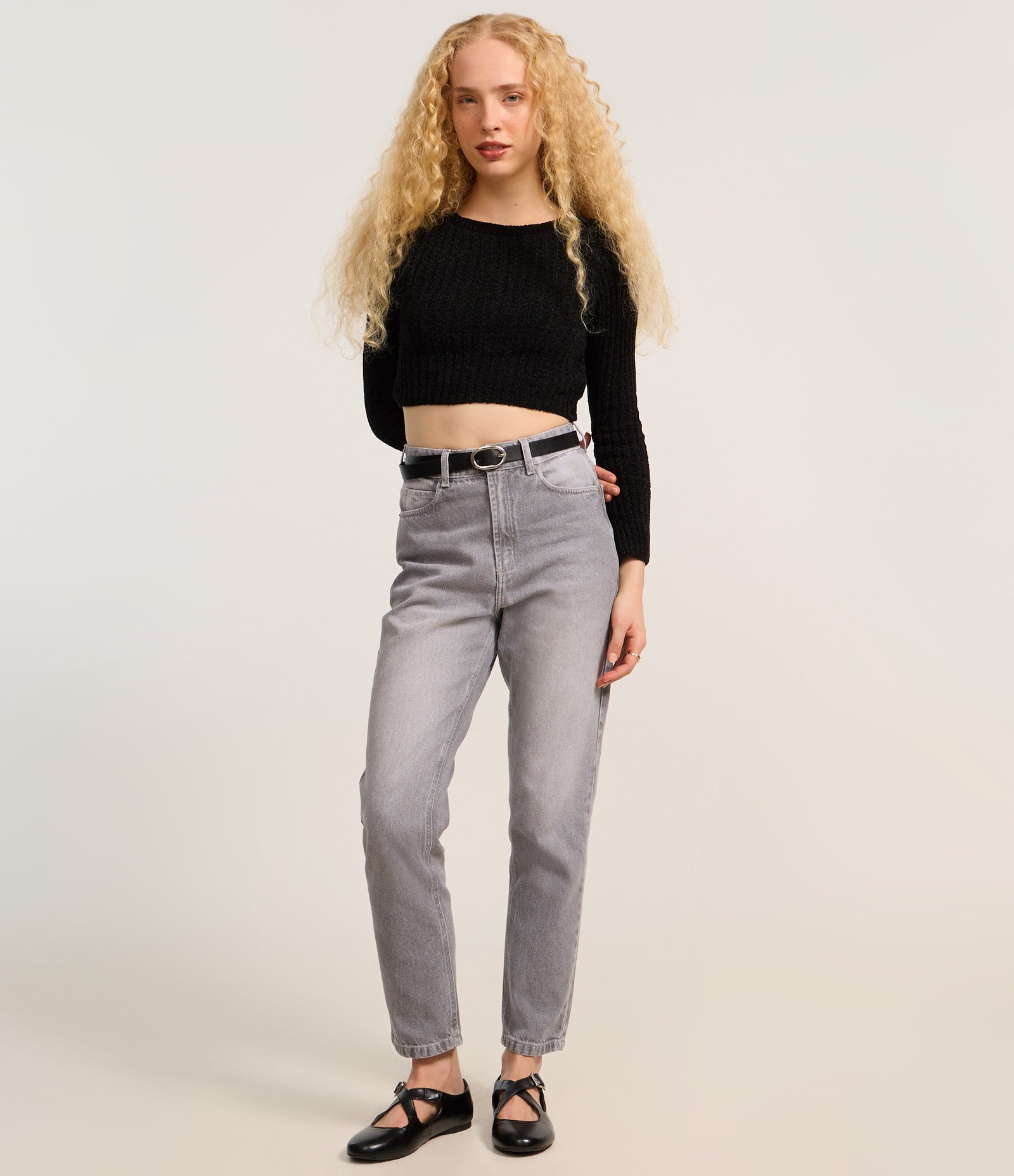 Blusa Cropped Texturizada em Tricô Chenille Preto 2