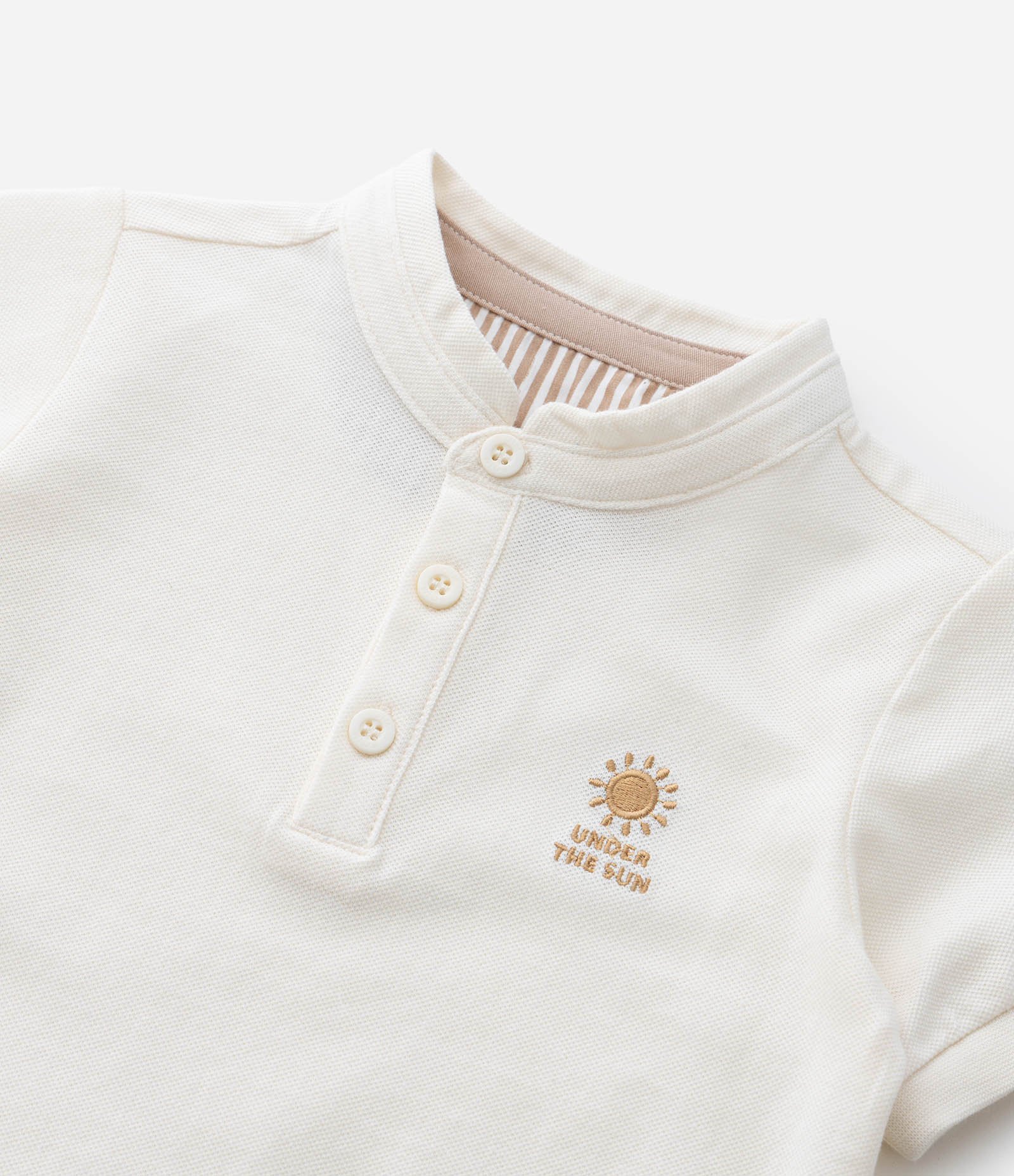 Conjunto Infantil em Piquet com Bordado de Sol Under The Sun - Tam 1 a 6 Anos Branco/Bege 12