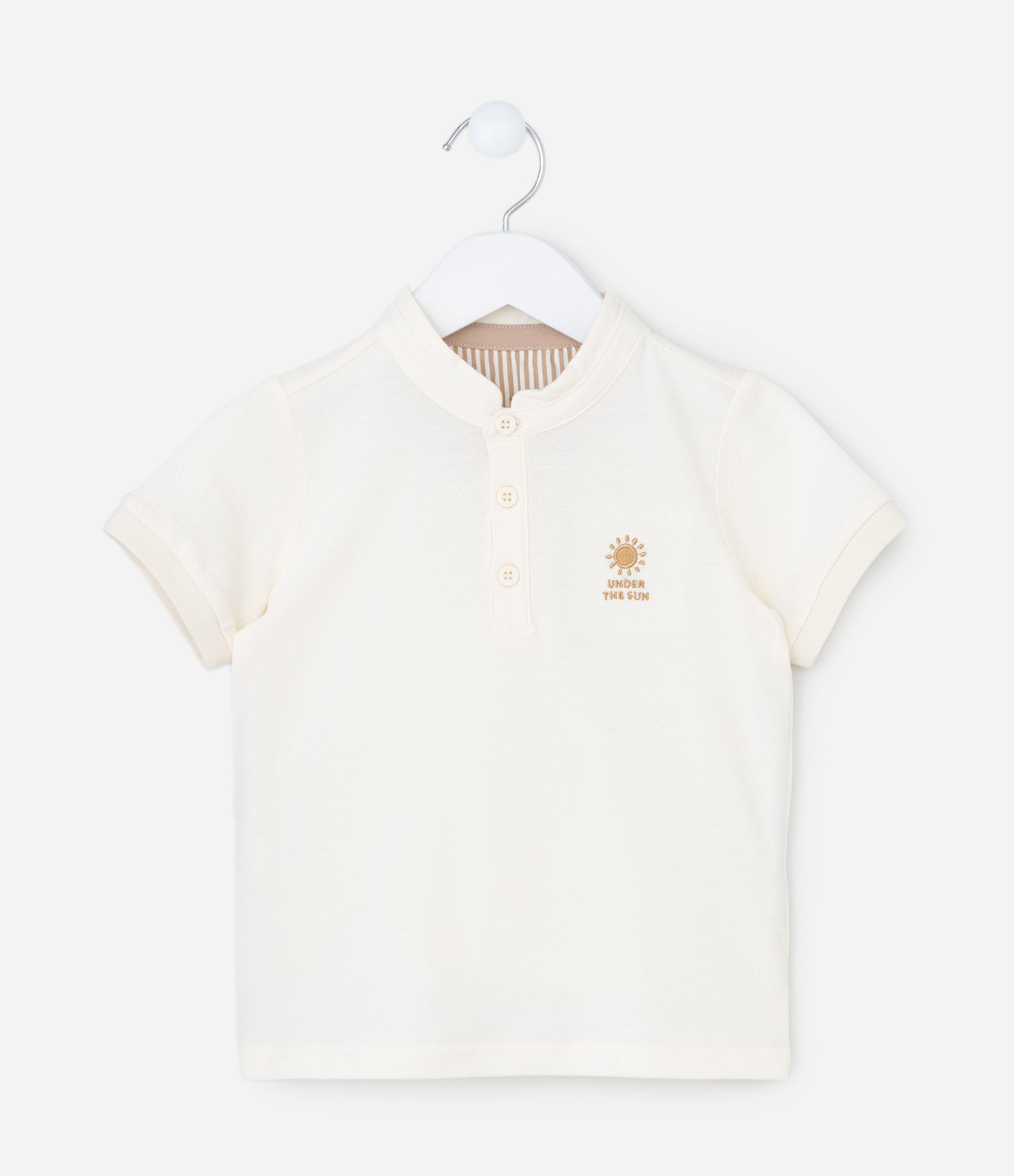 Conjunto Infantil em Piquet com Bordado de Sol Under The Sun - Tam 1 a 6 Anos Branco/Bege 2