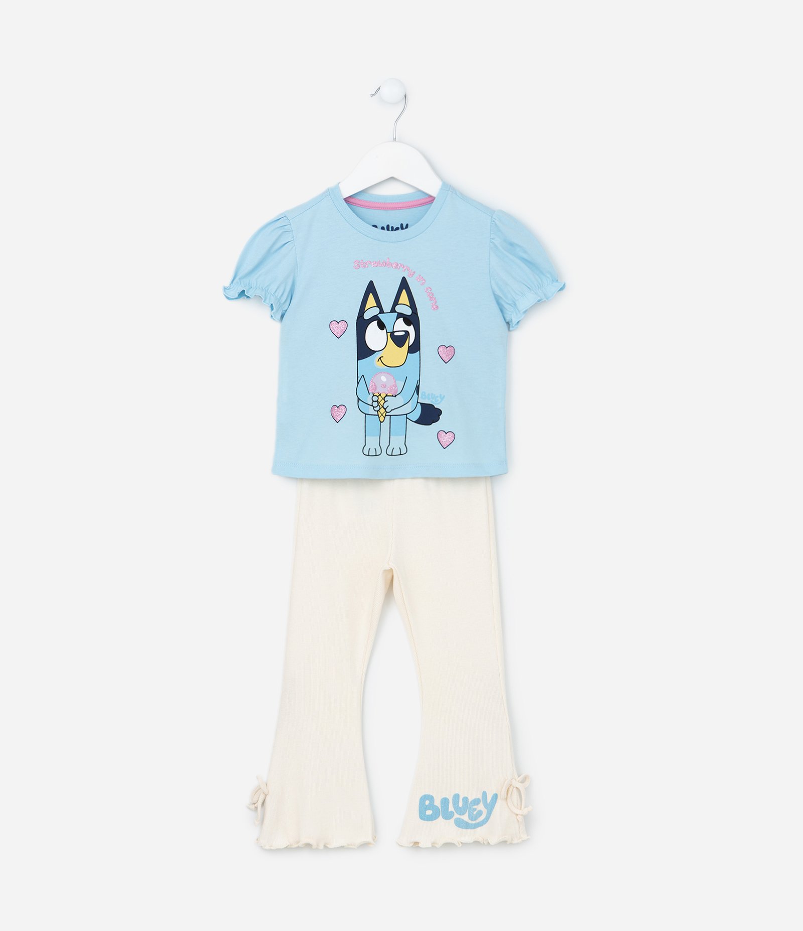 Conjunto Infantil com Estampa Bluey com Glitter - Tam 1 a 6 Anos Azul/Bege 1