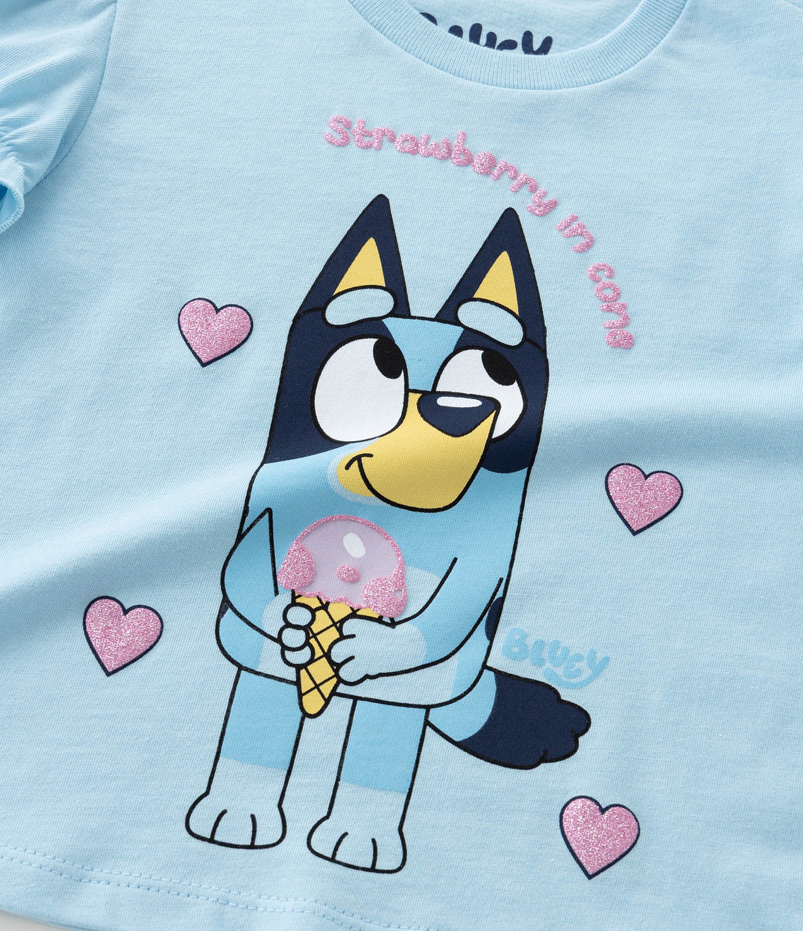 Conjunto Infantil com Estampa Bluey com Glitter - Tam 1 a 6 Anos Azul/Bege 7