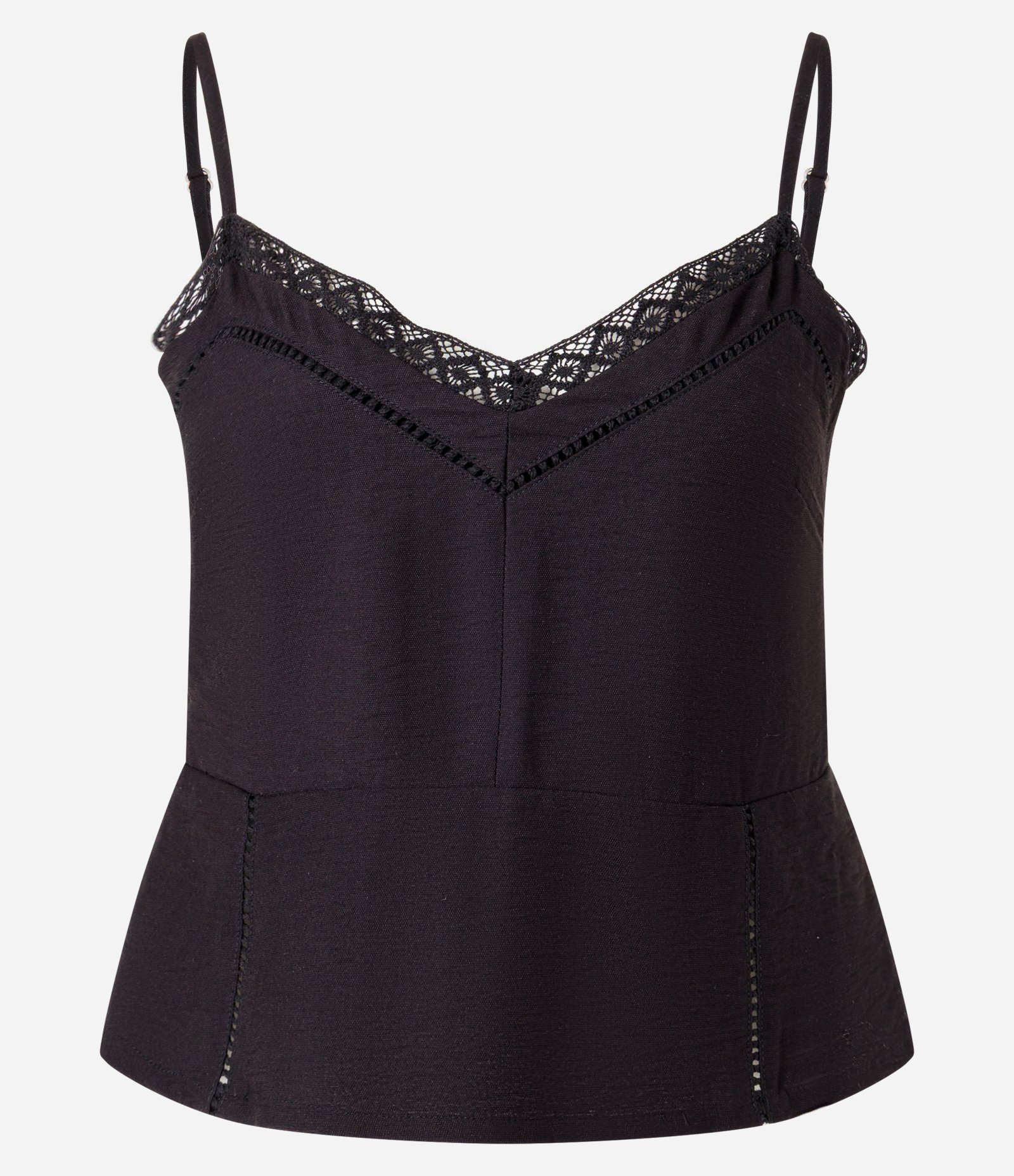 Blusa Bata em Tricoline com Renda no Busto Preto 7