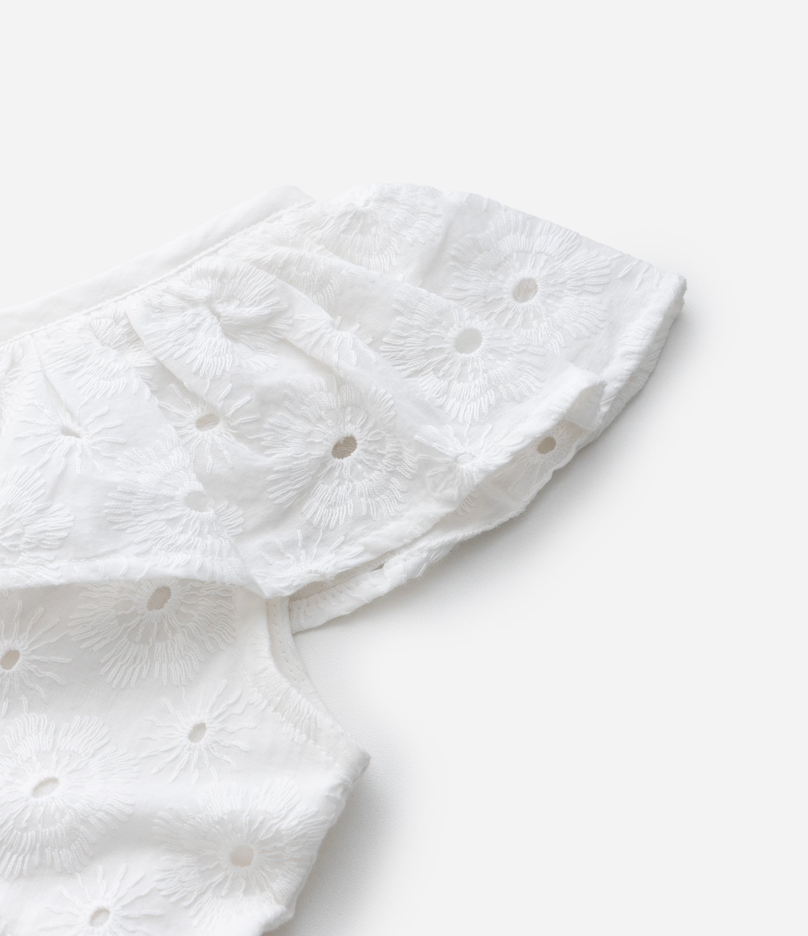 Vestido Infantil em Laise Texturizado com Babadinhos - Tam 1 a 6 Anos Branco 5