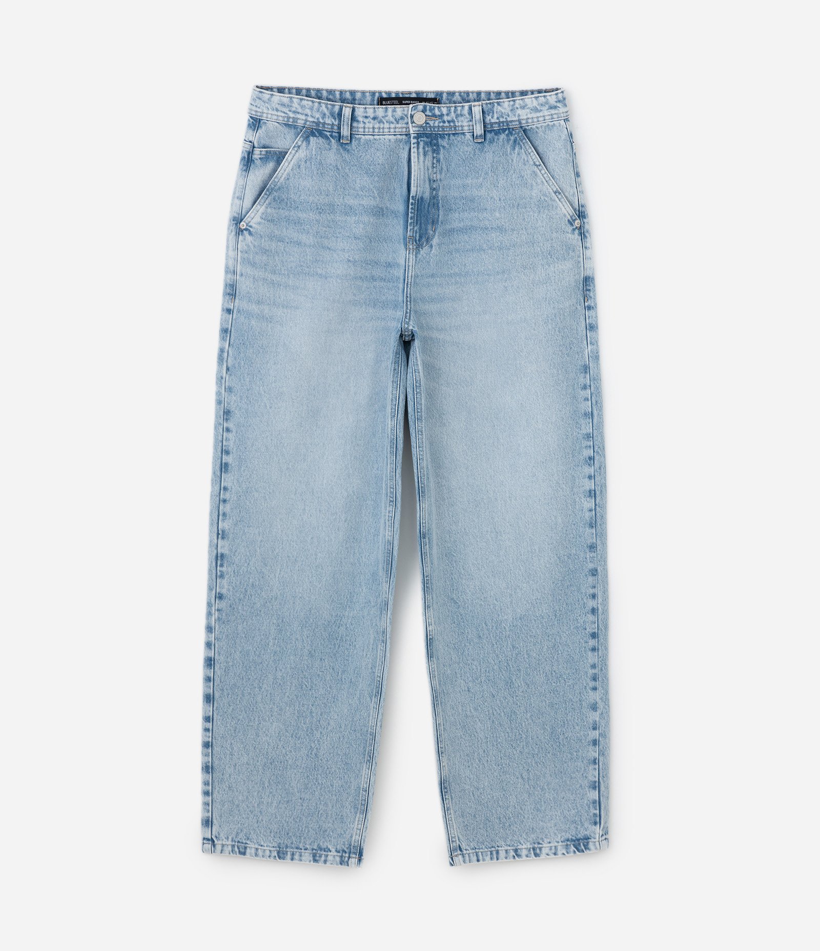 Calça Super Baggy em Jeans com Bolso Faca Frontal Azul Claro 5
