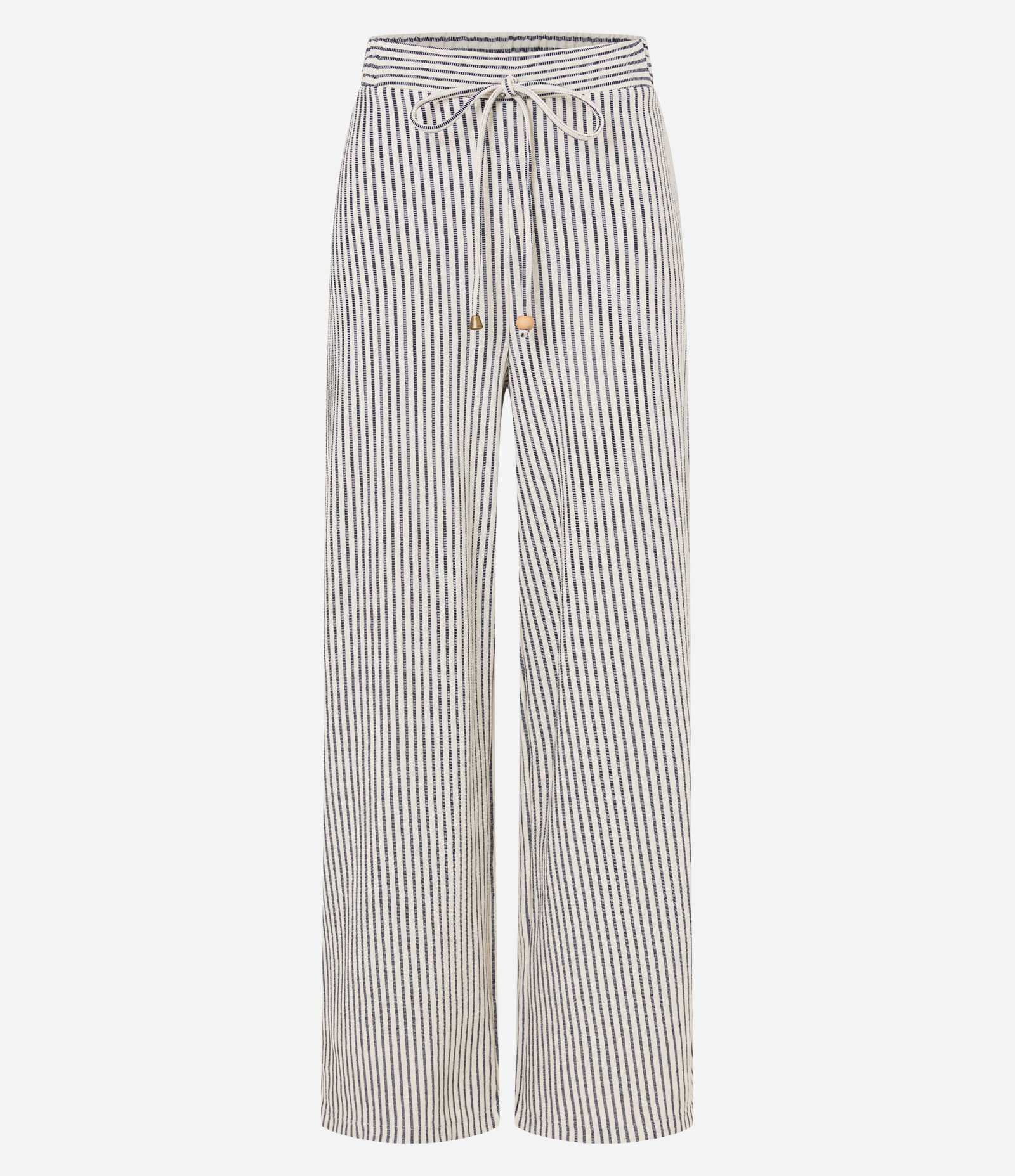 Calça Reta Texturizada com Listras e Amarração no Cós Off White 6