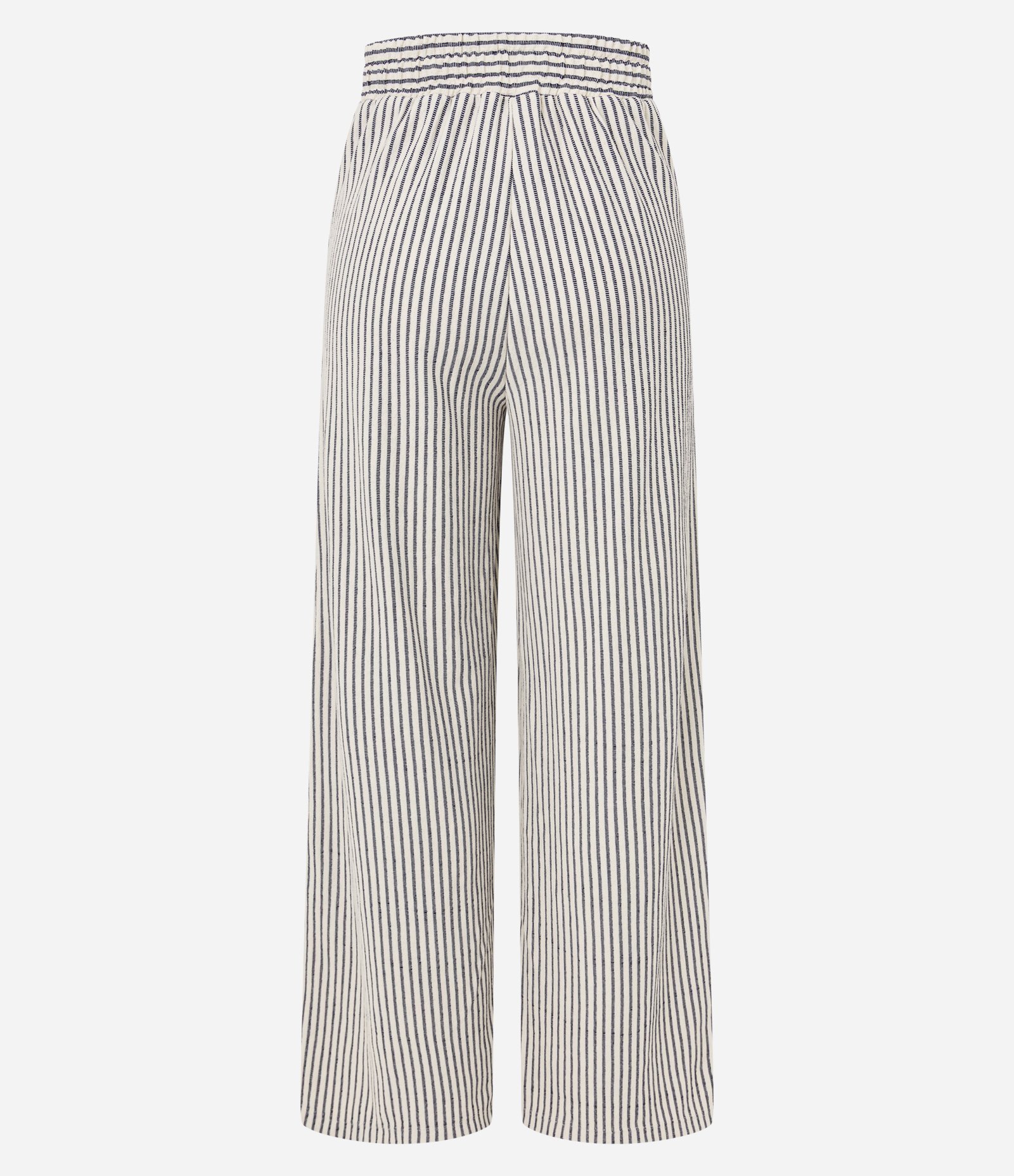 Calça Reta Texturizada com Listras e Amarração no Cós Off White 7