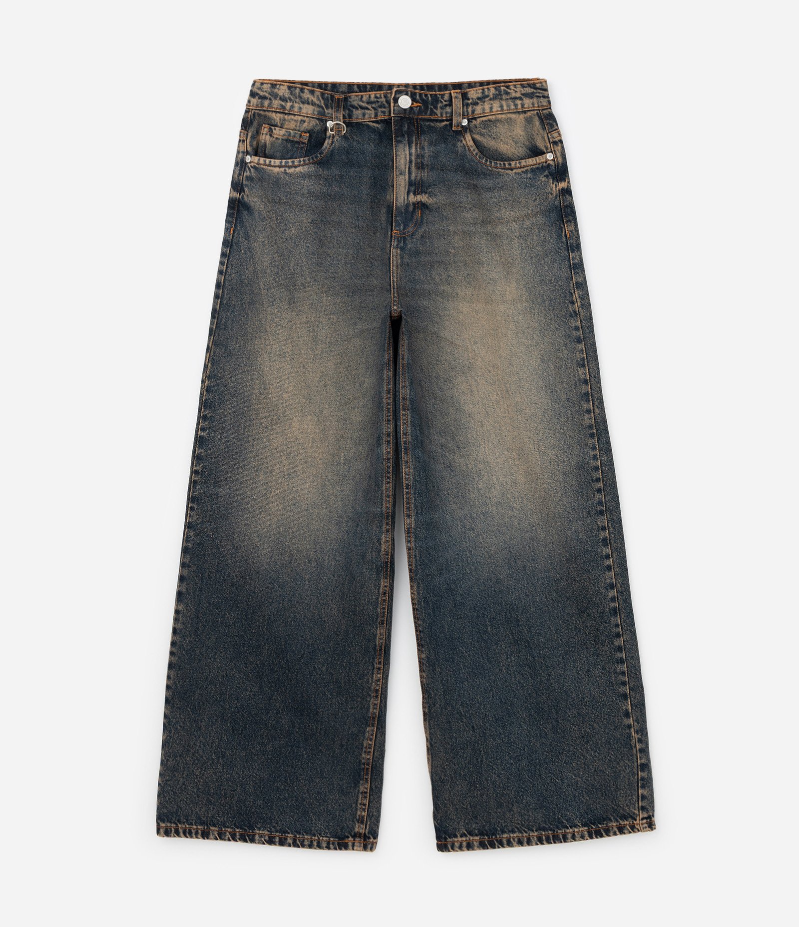Calça Mega Baggy em Jeans com Argolas Azul Escuro 4
