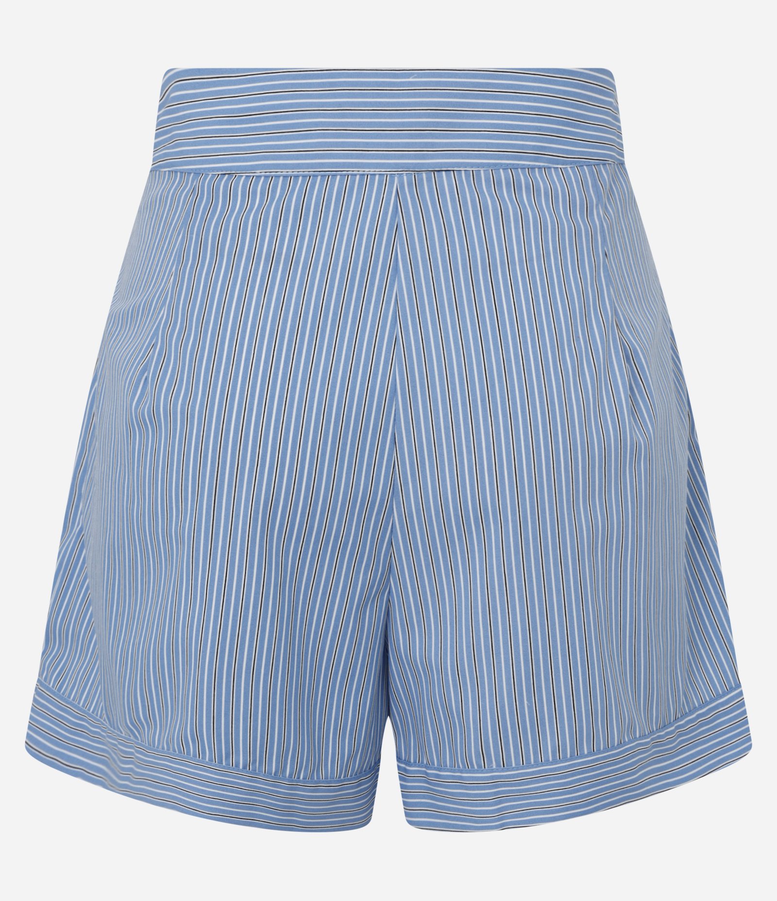 Short em Tricoline com Estampa Listras a Fio Tinto e Aplicação de Pérolas Azul 8