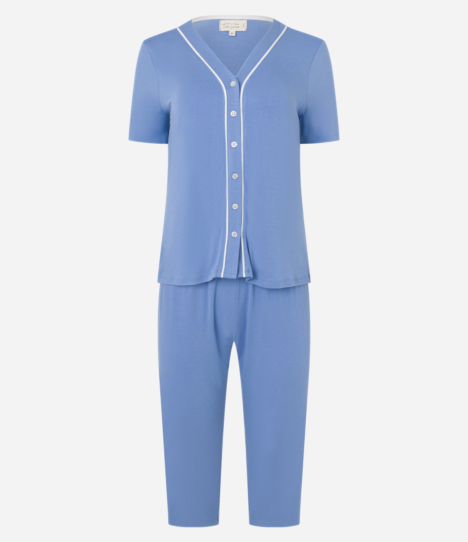 Pijama Americano Capri em Viscose com Friso Azul 4
