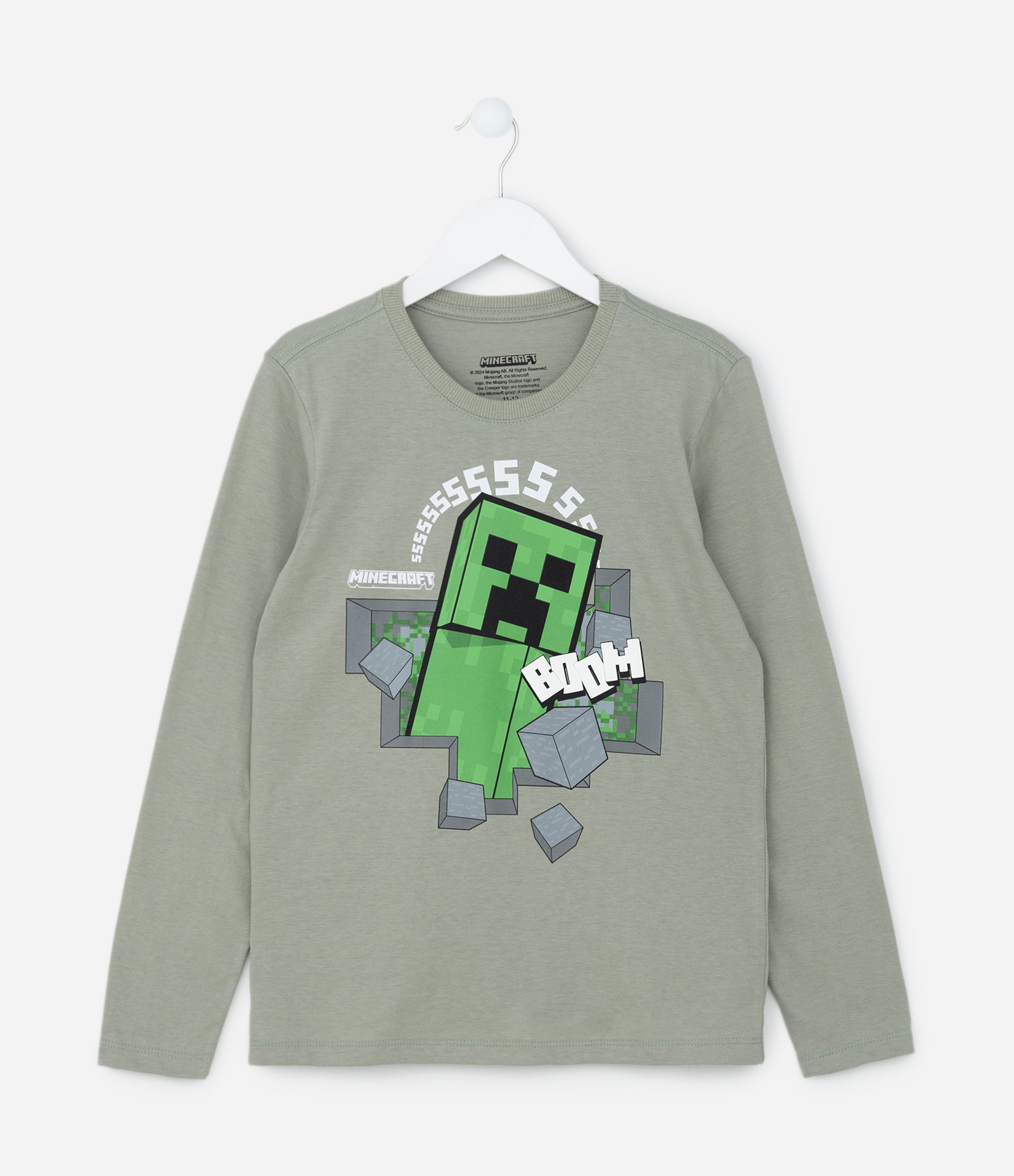Camiseta Comfort Infantil com Estampa Minecraft - Tam 5 a 14 Anos Cinza 1