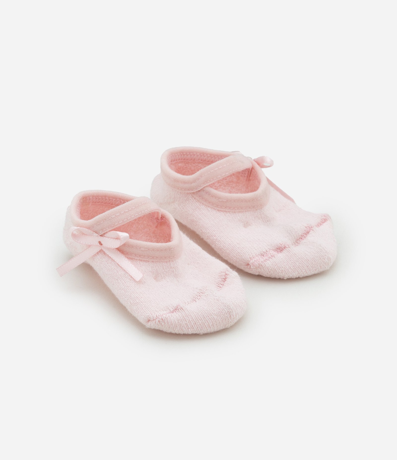 Meia Sapatilha Infantil com Laço e Faixa de Cabelo - Tam 0 a 12 meses Rosa 3